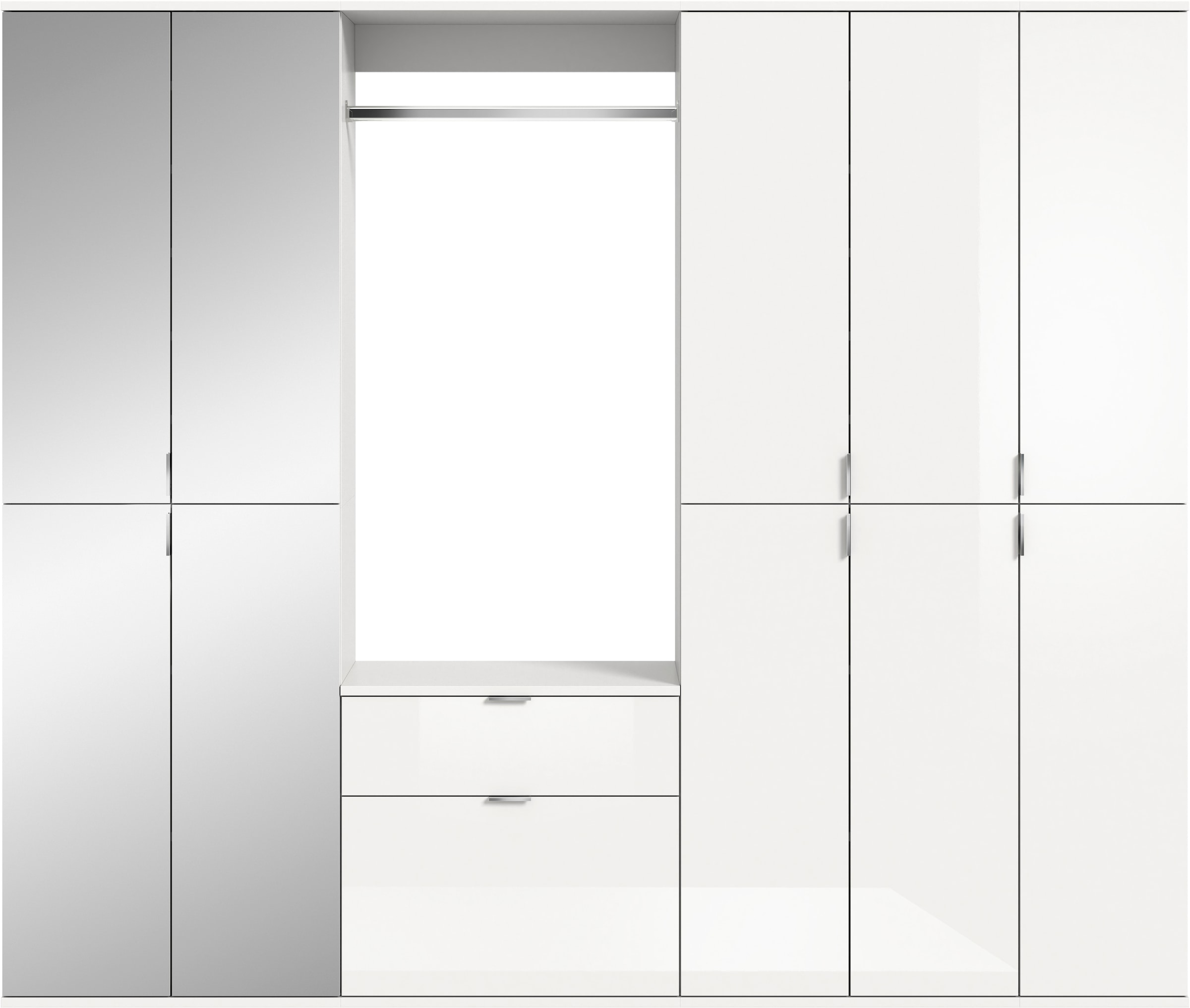 INOSIGN Garderoben-Set »Trondheim, Breite 213 cm, 6-teilig, bestehend aus:«, (Set, 5 St.), 3x Garderobenschrank, 1 Kommode, 1 Garderobenstange, 1 Ablageboden