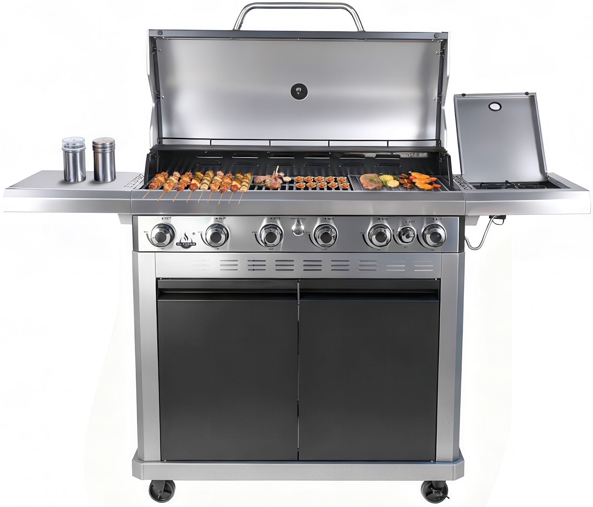 El Fuego Gasgrill »Detroit« 18 kW (6 Brenner je 2,5 kW + 1 Seitenbrenner 3,0 kW)