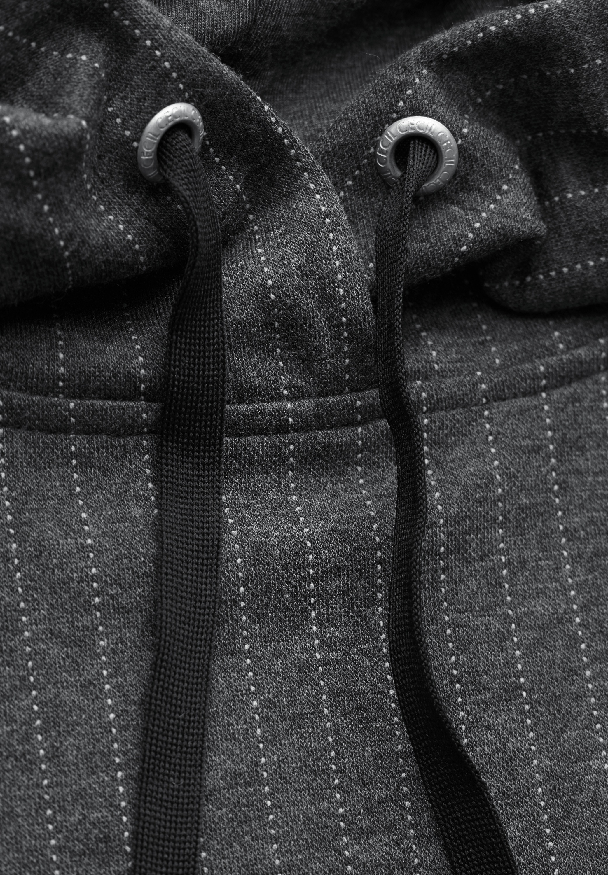 Midikleid CECIL, Damen, Gr. XXL (46), US-Größen, grau (dunkelgrau melange), Stoff, 67% Polyester, 30% Viskose, 3% Elasthan, gestreift, normal kniefrei, ohne Ausschnitt, Bündchen, Kleider Midikleid, mit Kapuze 3