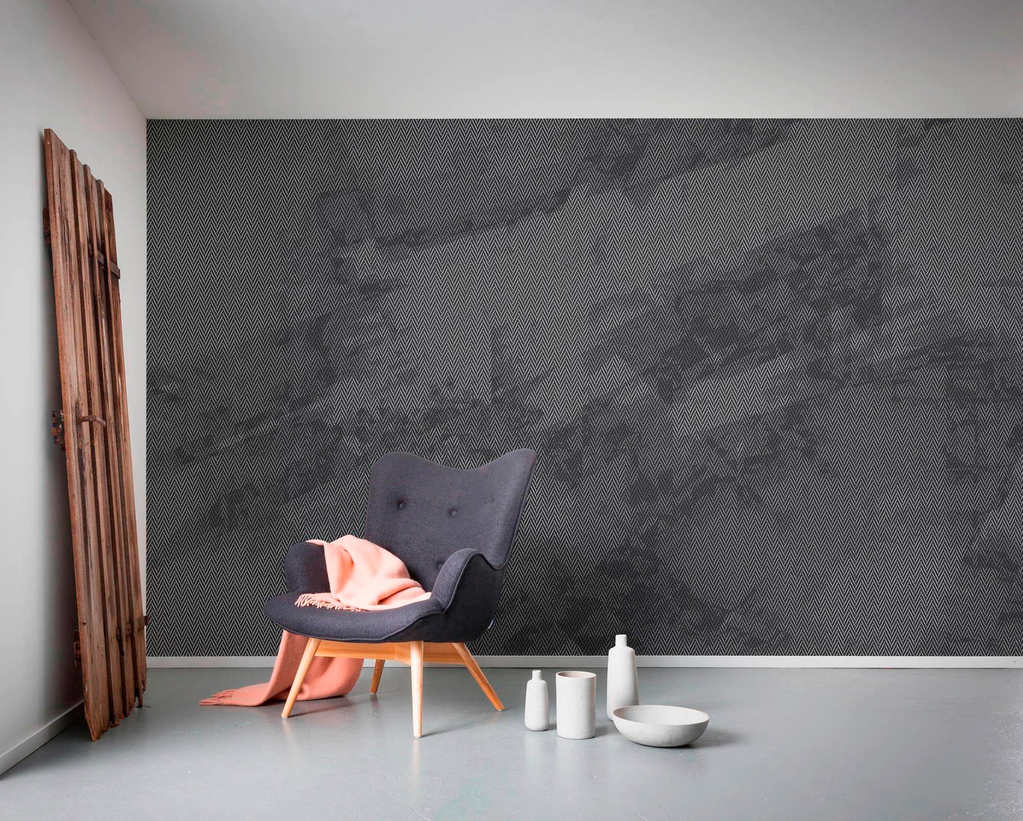 Komar Vliestapete »Digitaldruck Vlies - Maya Tweed b/w - Größe 400 x 250 cm«, bedruckt, Wohnzimmer, Schlafzimmer