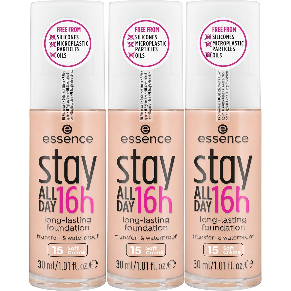 Essence Foundation »stay ALL DAY 16h long-lasting«, (Set, 3 tlg.)