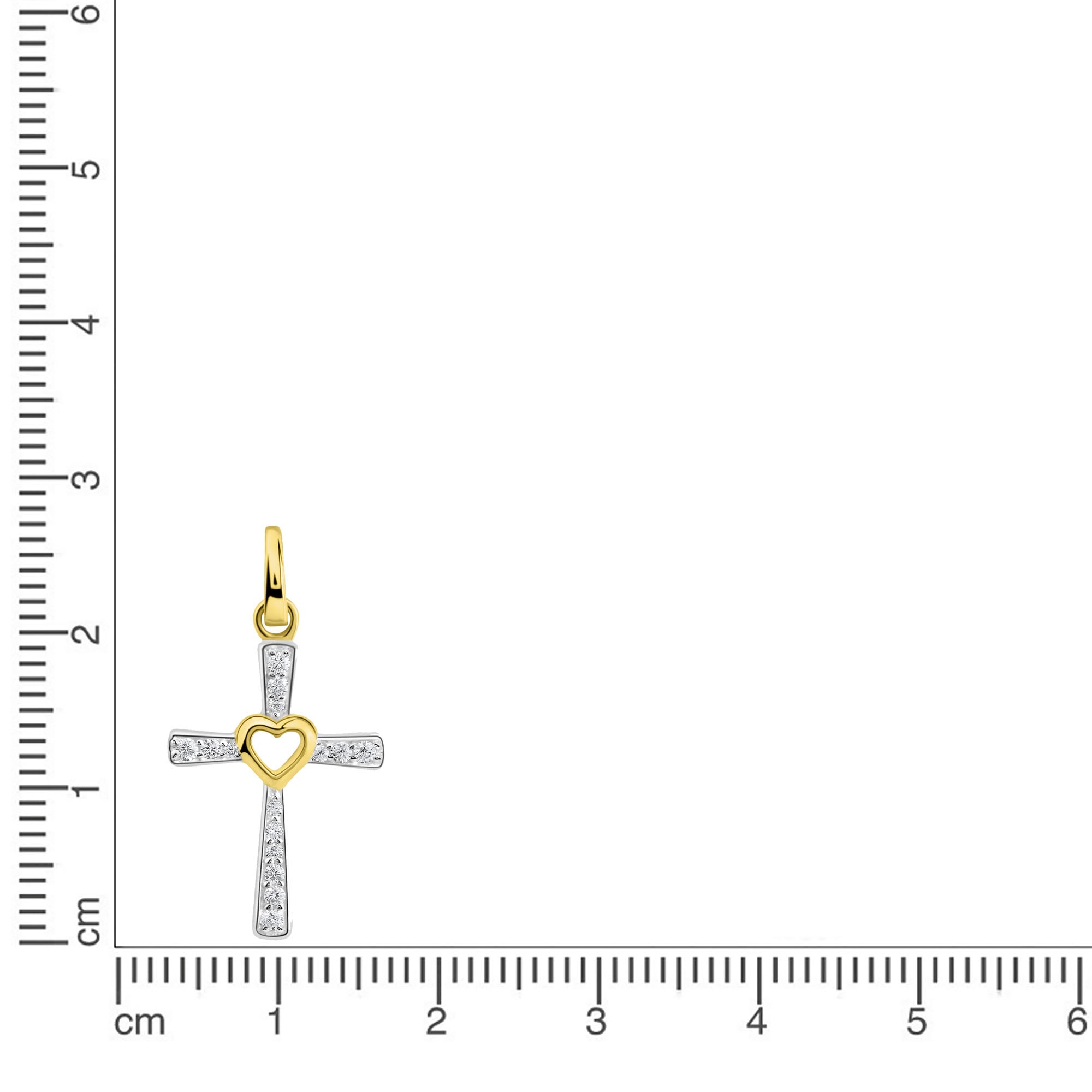 Firetti Kreuzanhänger »Schmuck Geschenk Gold 375 Halsschmuck Anhänger Kreuz mit Herz«, mit Zirkonia (synth.)