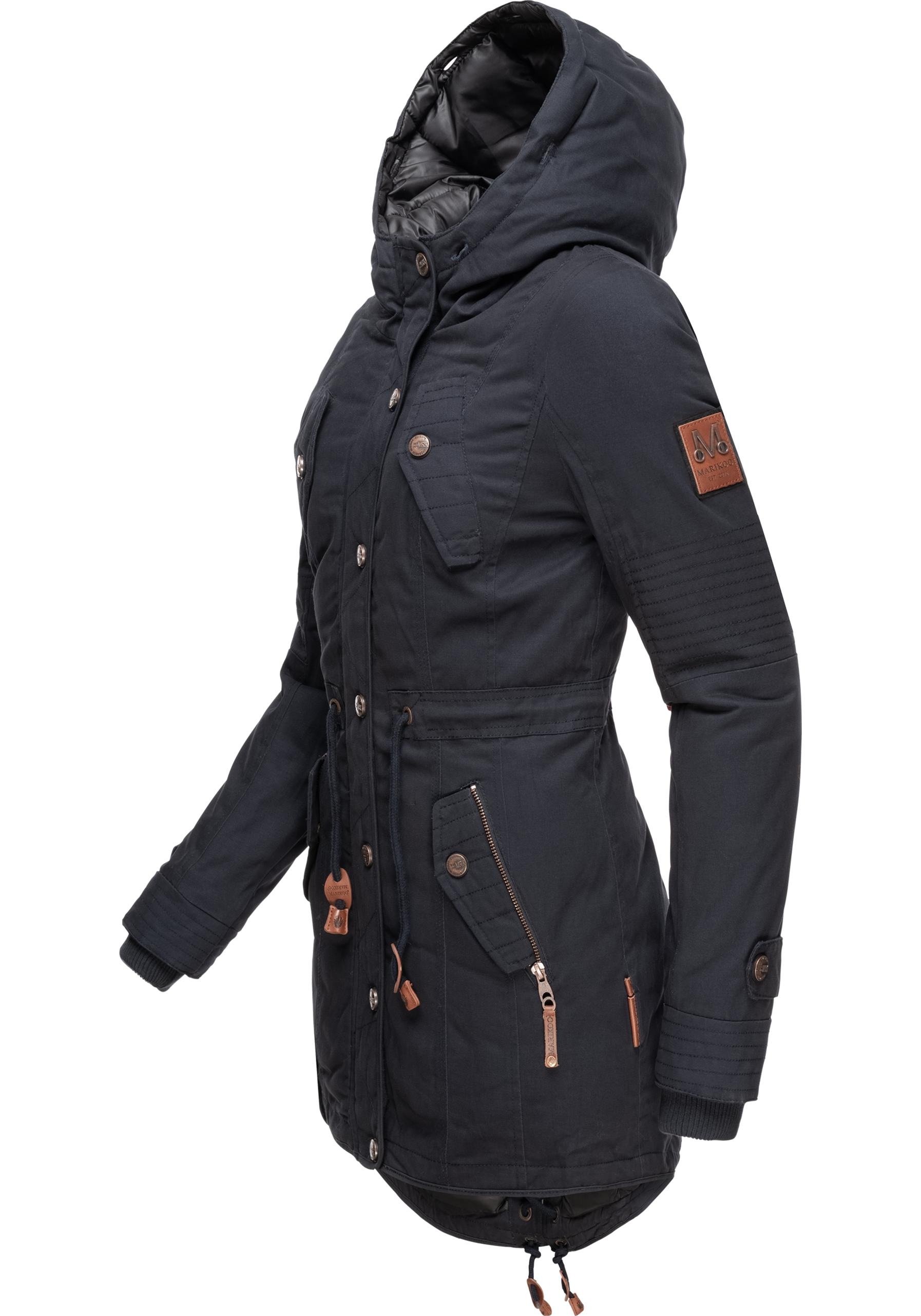 Marikoo Wintermantel »La Viva Prc«, stylischer Winterparka mit abnehmbarem Kunstfell