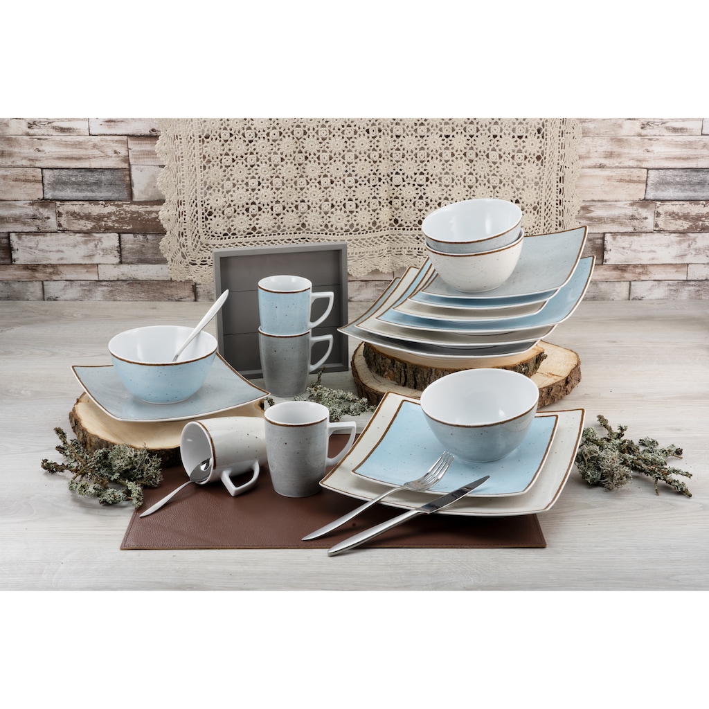 CreaTable Kombiservice »Geschirr-Set New Elegance Vintage Nature«, (Set, 24 tlg., Kaffeeservice und Tafelservice im Set, für 6 Personen)