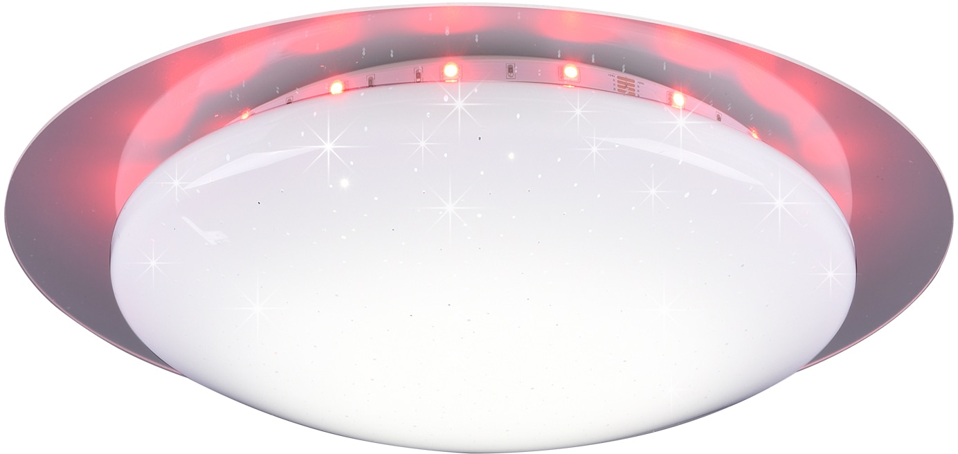 TRIO Leuchten LED Deckenleuchte »Joleen«, 1 flammig-flammig, Ø 35 cm mit RGB Backlight, Starlight-Effekt, inkl. Fernbed., Dimmer