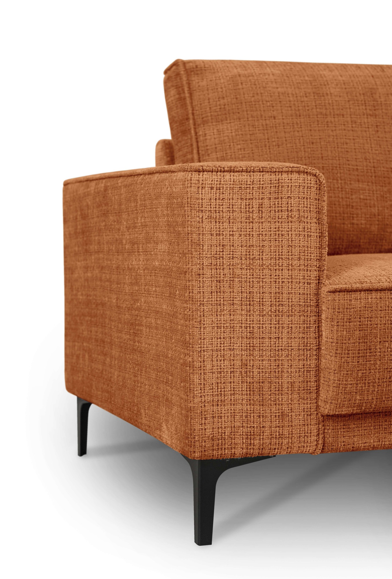 Places of Style 3-Sitzer »3er Sofa Oland, Struktur, Flachgewebe, Luxus-Microfaser, Boucle«, 224 cm, Wellenunterfederung, Skandi-Design, Metallfüße