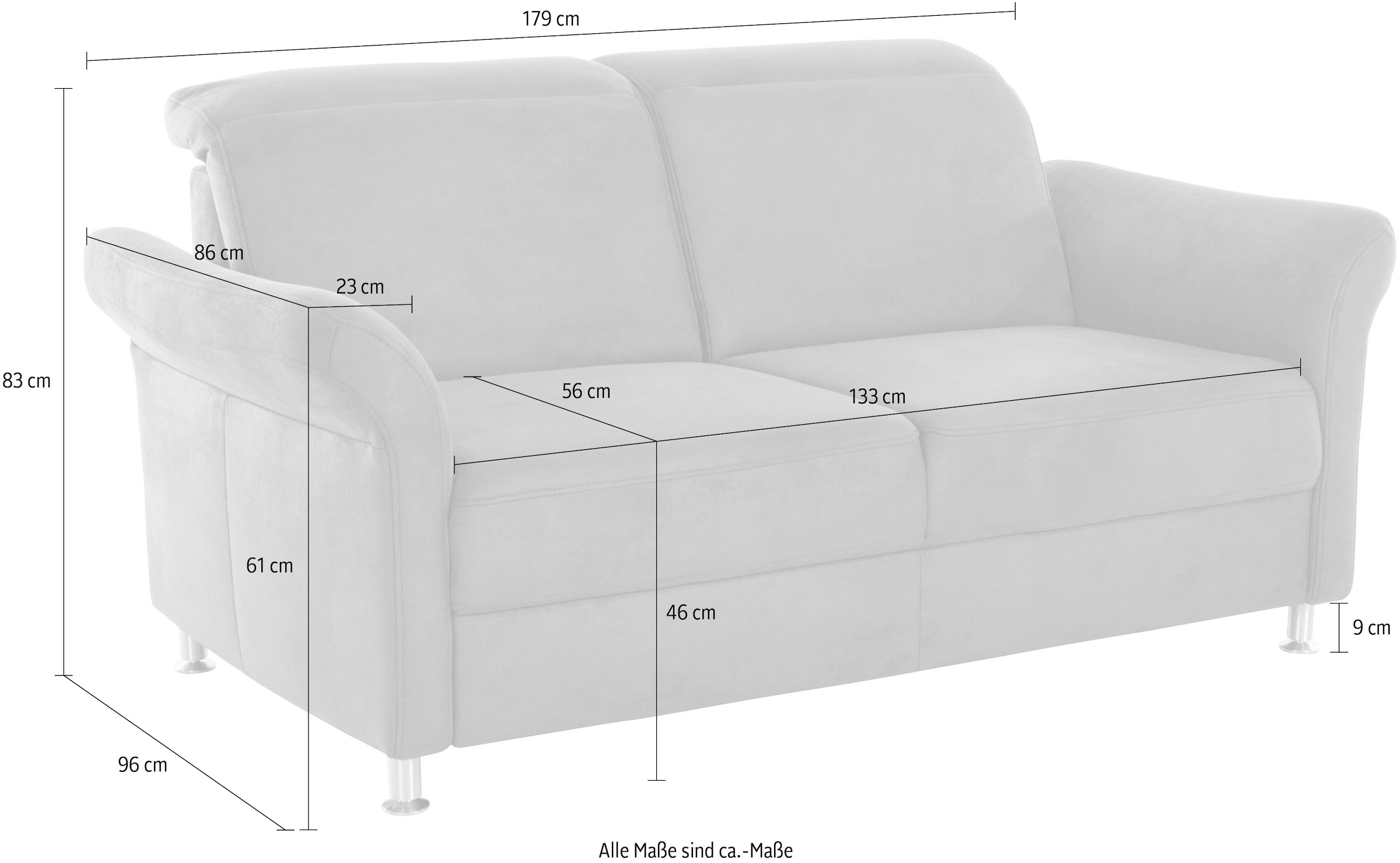 sit&more 2,5-Sitzer »Darwin«, inklusive Federkern, wahlweise mit Kopfteilverstellung
