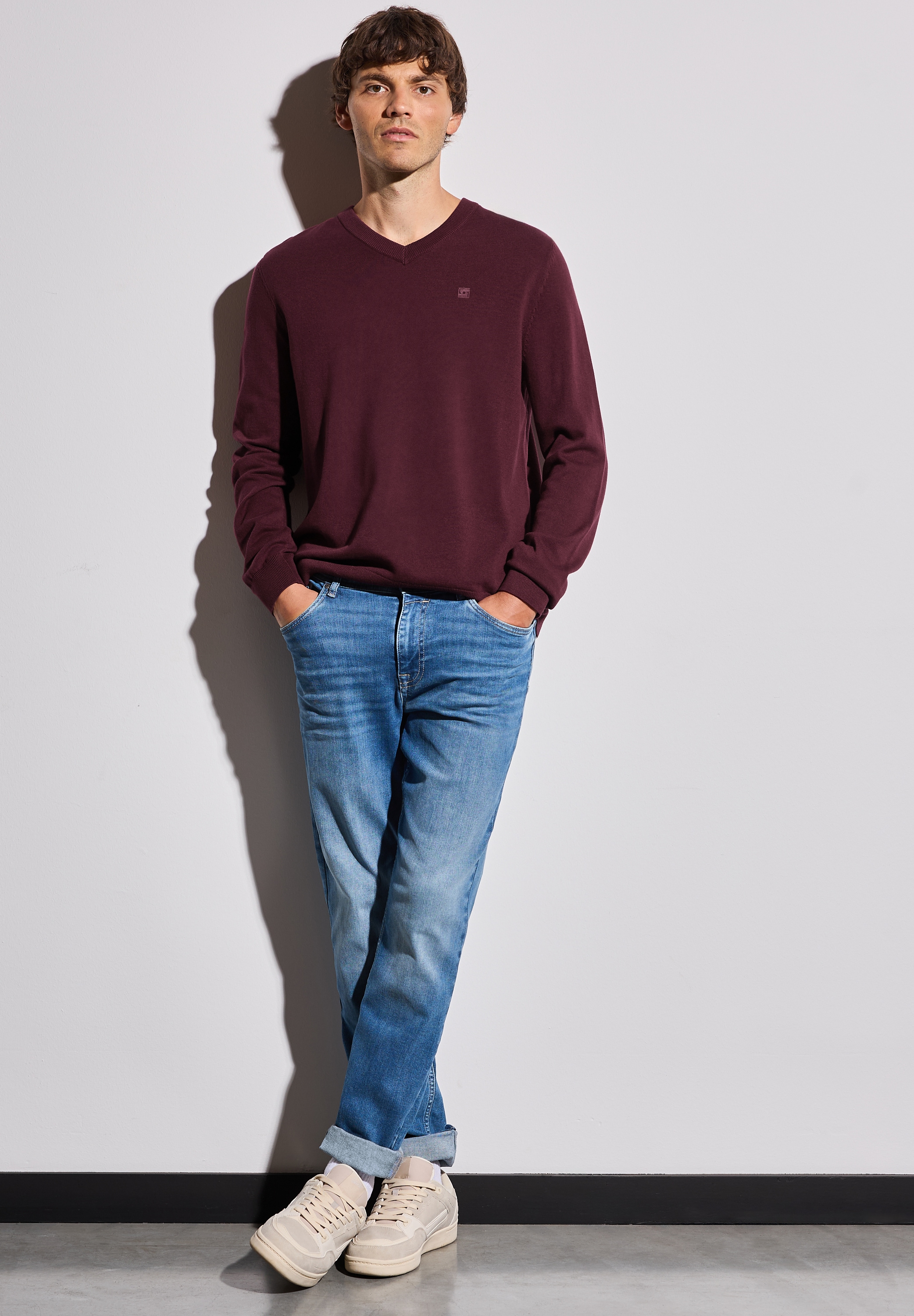 STREET ONE MEN Strickpullover, aus reiner Baumwolle
