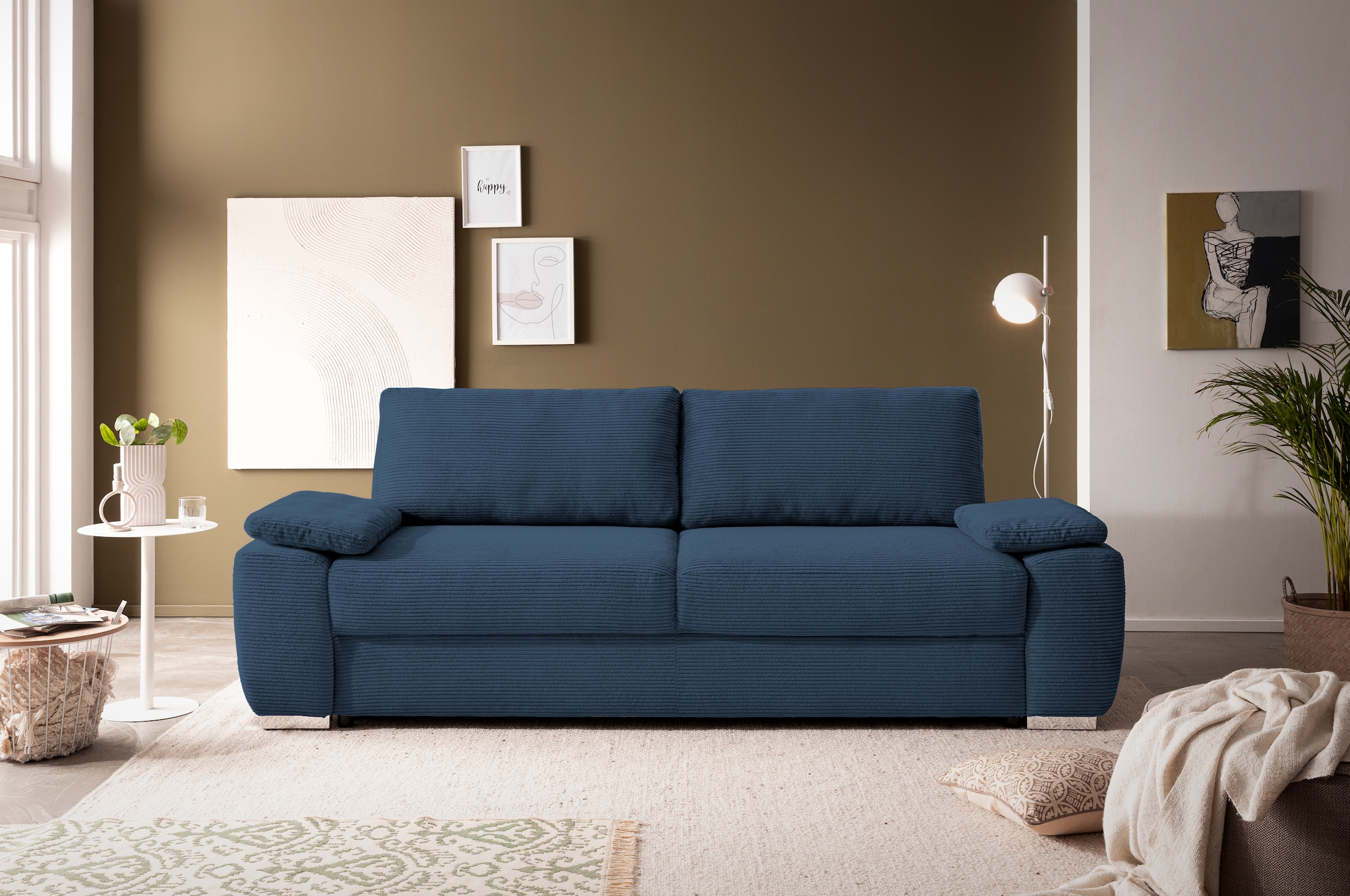 exxpo - sofa fashion 2-Sitzer »SOLSBURY, Sofa, Schlafsofa«, inkl. Federkern-Polsterung, Bettfunktion und Stauraum, in Cord