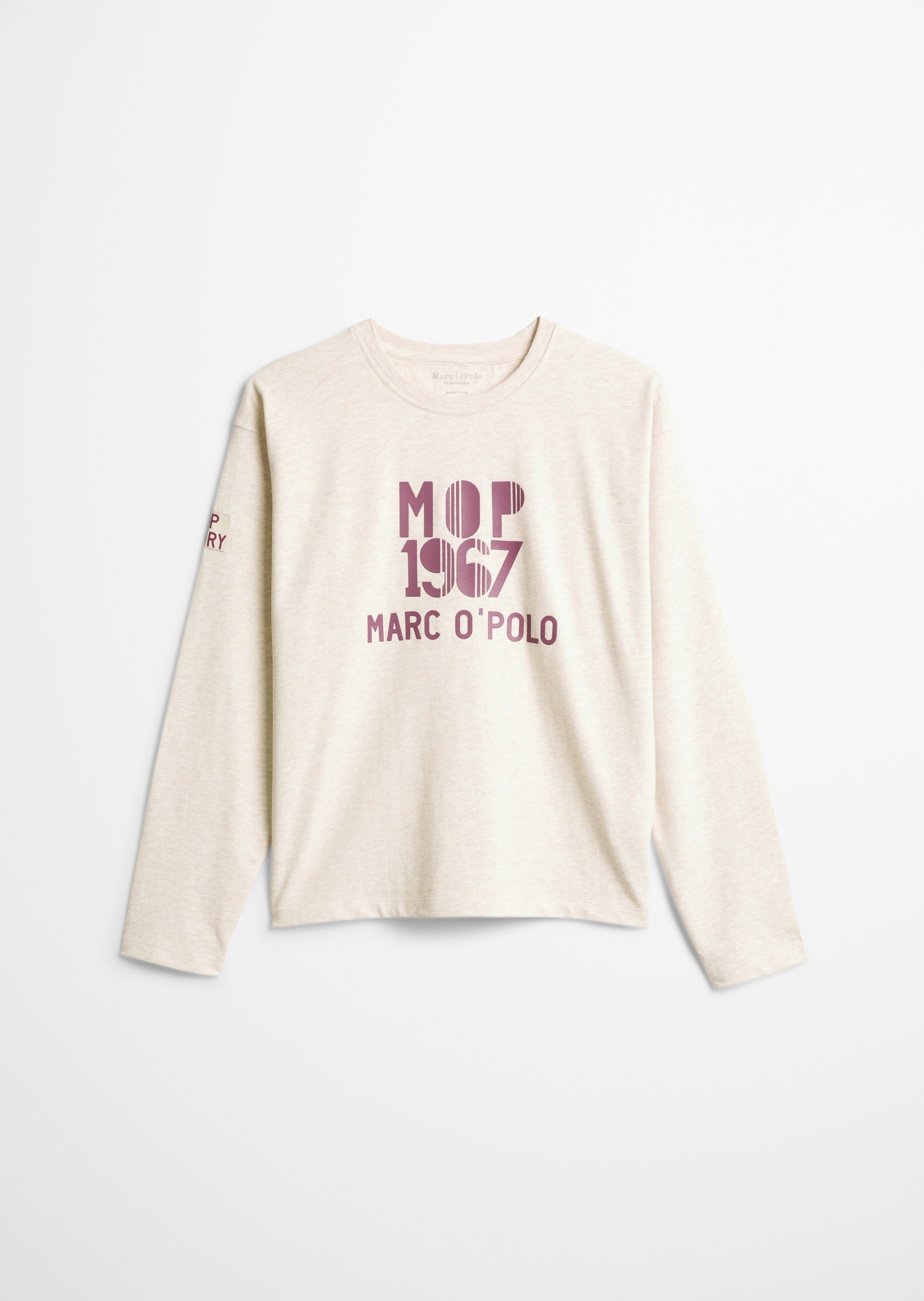 Marc OPolo Langarmshirt "Md.-Longsleeve" melierte Optik, kontrastfarbener Print