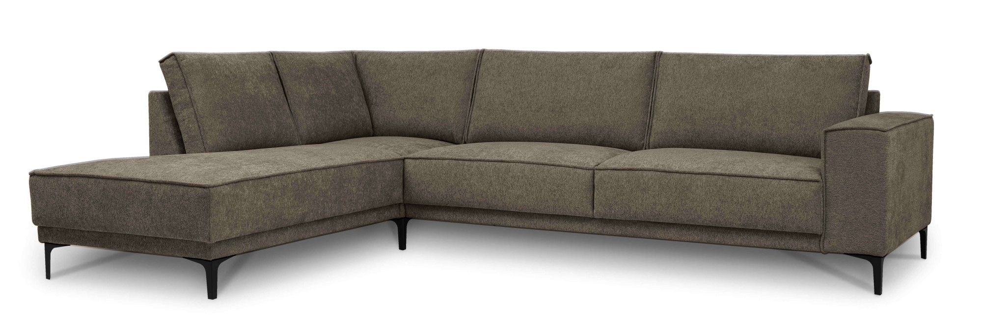Places of Style Ecksofa »Polsterecke Oland, Struktur, Flachgewebe, Luxus-Microfaser, Boucle«, L-Form, 289 cm, Wellenunterfederung, Skandi-Design, Metallfüße