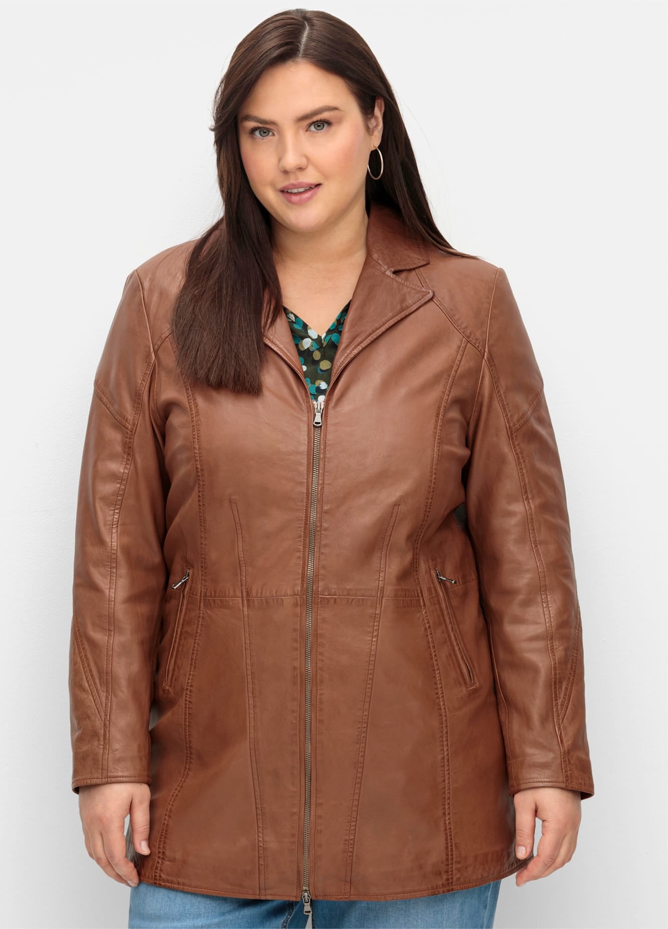 Sheego Lederjacke, ohne Kapuze günstig online kaufen