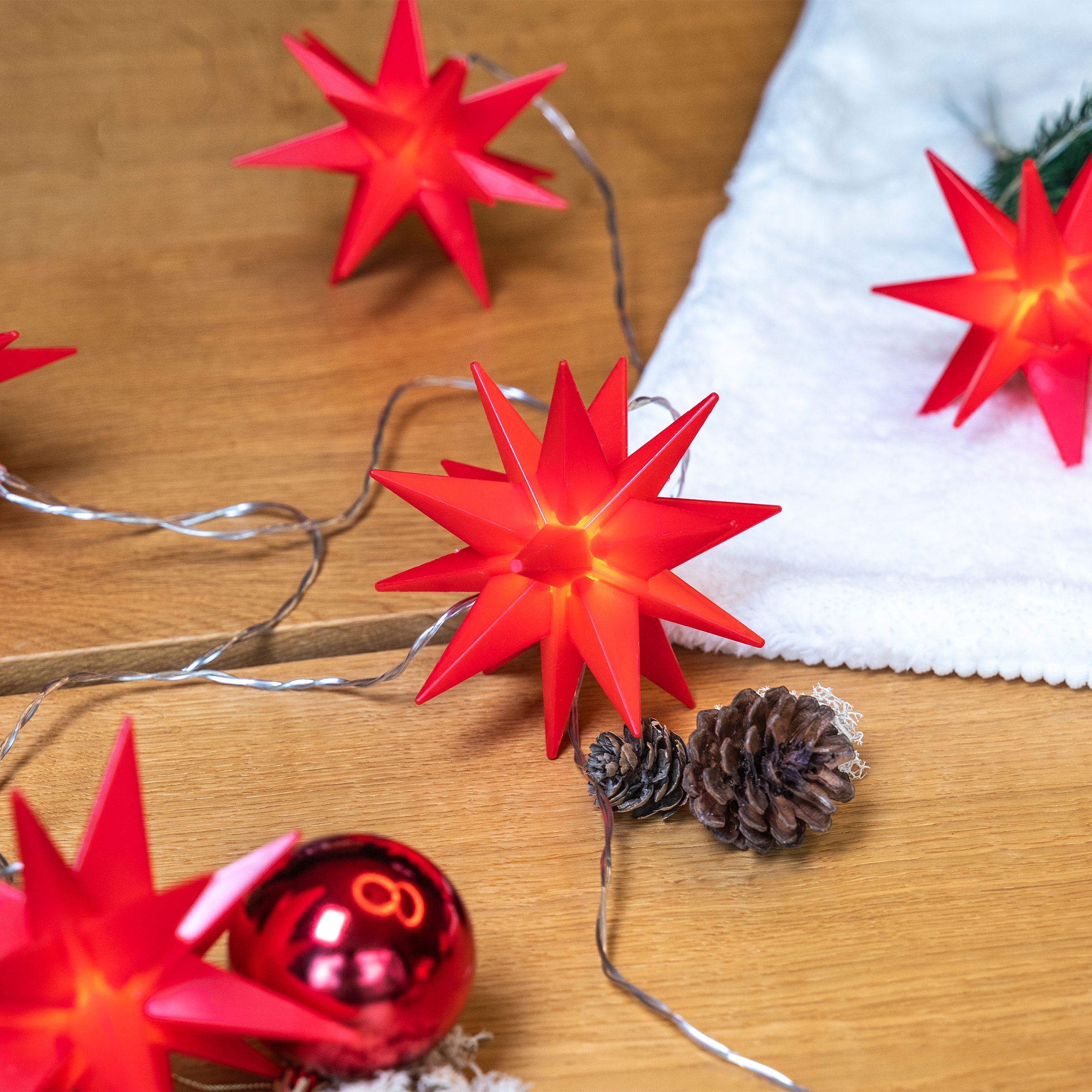 OTTO home LED-Lichterkette »Earrin« 10 Stk.-flammig 3D 10er Sternenlichterkette, Sterne, Lichterkette, 4,5 m beleuchtet