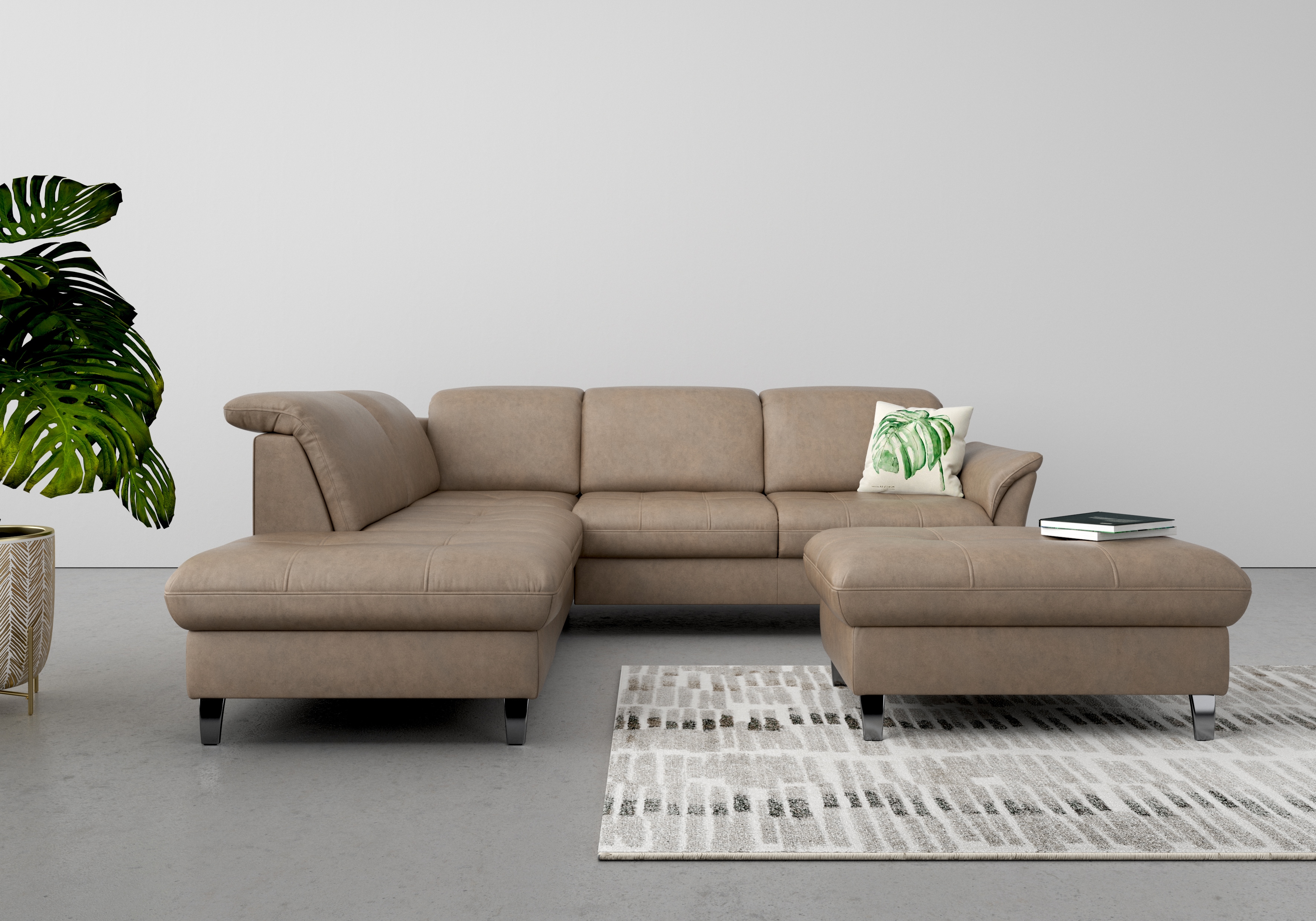 sit&more Ecksofa "Maggiore L-Form" wahlweise mit Kopfteilverstellung, Schlaffunktion und Stauraum