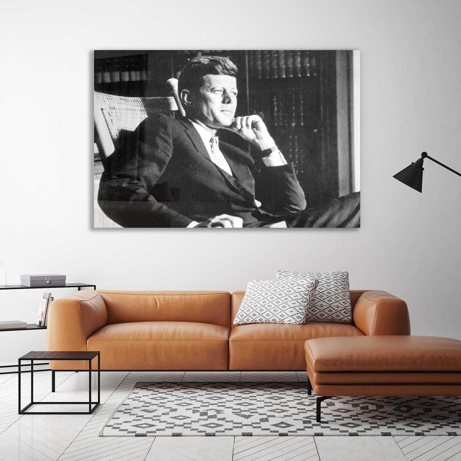 queence Acrylglasbild "Kennedy", Schwarz-Weiß-Mann-Stars, Fine Art-Print in Galeriequalität