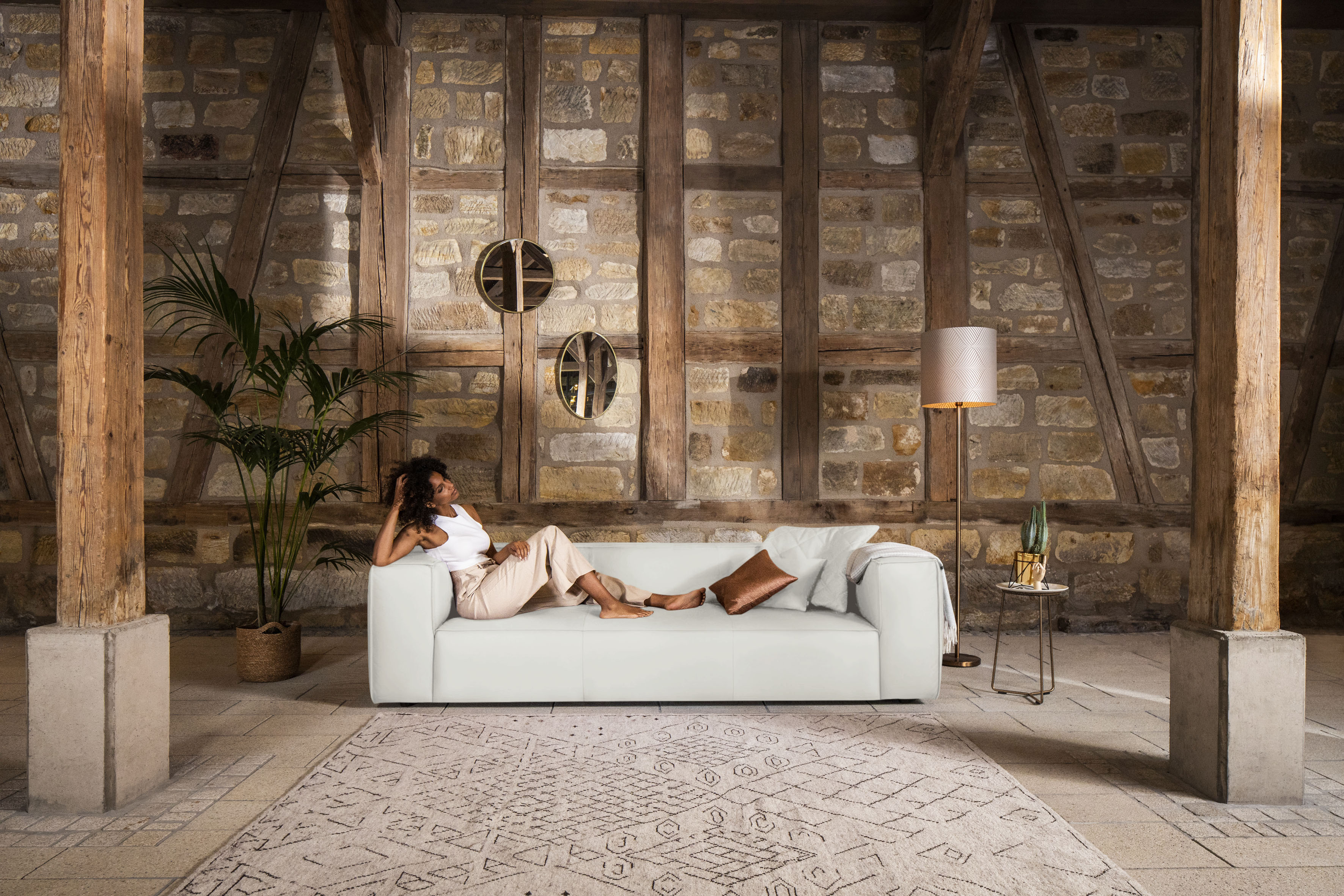 W.SCHILLIG 3-Sitzer "around-the-block Mega Sofa mit tollem Sitzkomfort, Breite 260cm" mit eleganter Biese, mit Federkern