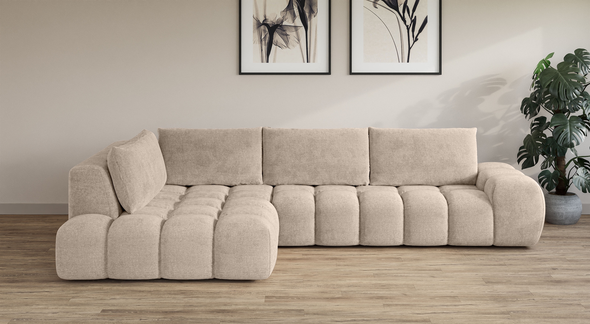 OTTO home Ecksofa "AZITA L-Form, XXL 352 cm Designsofa in Bubble-Opitk" los günstig online kaufen