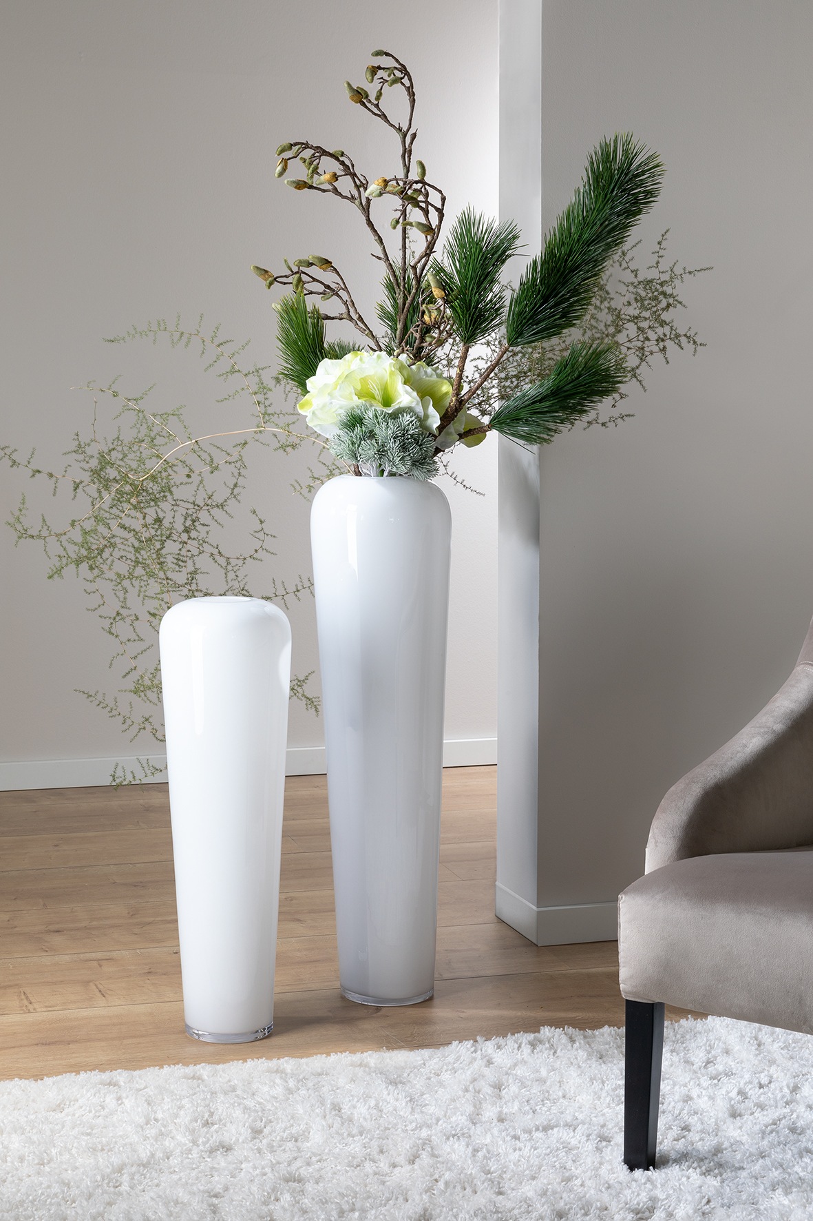 Fink Bodenvase "TUTZI" Höhe ca. 70 cm x Ø 21 cm, Vase aus Opalglas, mundgeb günstig online kaufen
