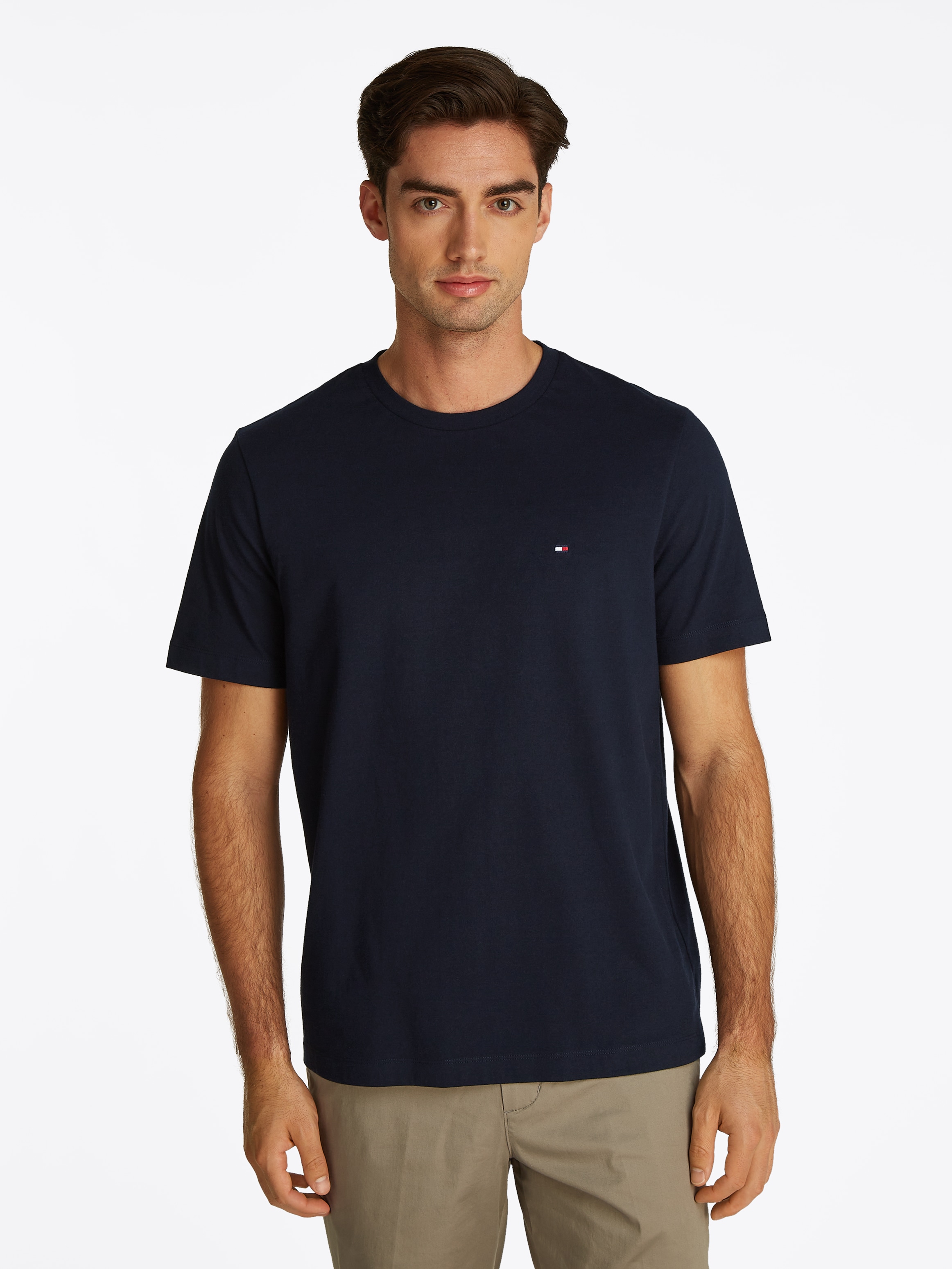 Tommy Hilfiger T-Shirt "ESSENTIAL REGULAR FIT SOLID mit Stickerei" unifarbe günstig online kaufen