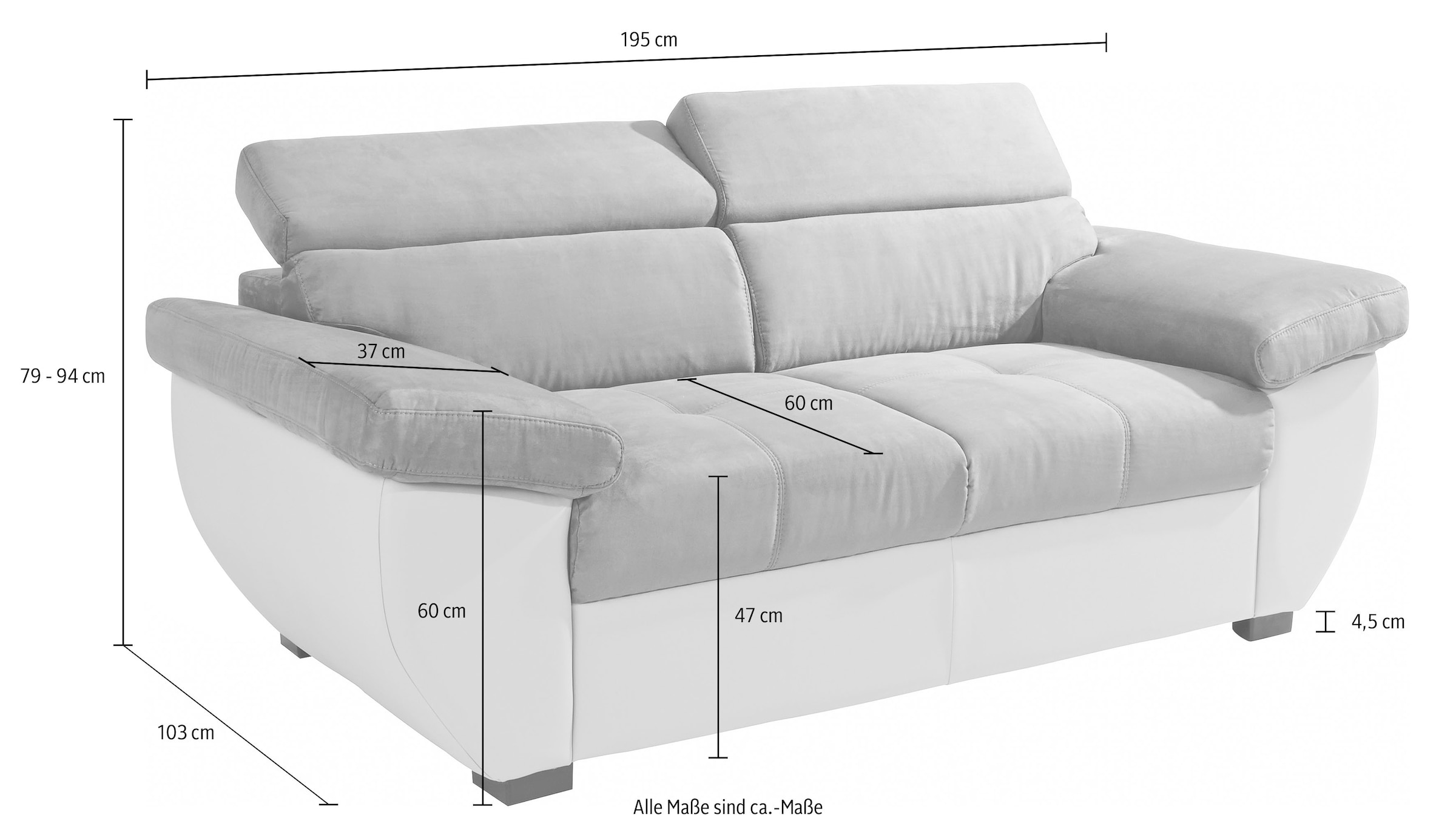 COTTA 2-Sitzer »Speedway« Big-Sofa mit Kopfteilverstellung