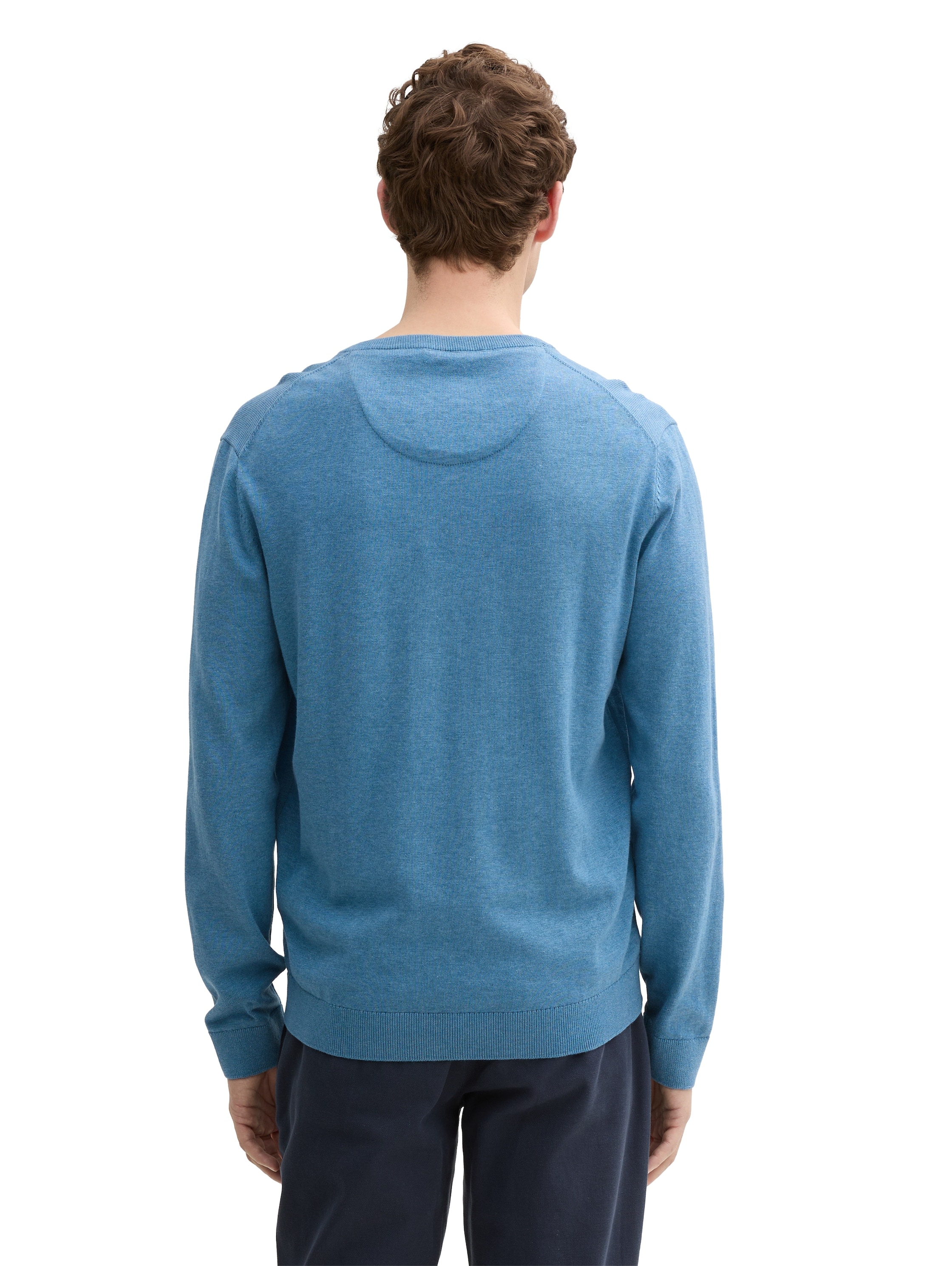 TOM TAILOR V-Ausschnitt-Pullover, mit kleiner Logo-Stickerei