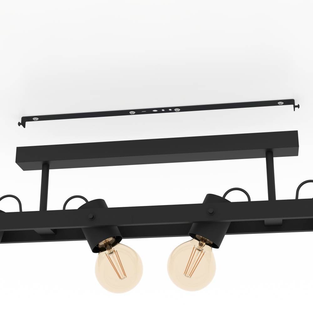 EGLO Deckenleuchte »PLIMSOLL«, 4 flammig, Leuchtmittel E27 | ohne Leuchtmittel, Deckenlampe, Holz und Metall in Schwarz, FSC100PA, Deckenspot, E27