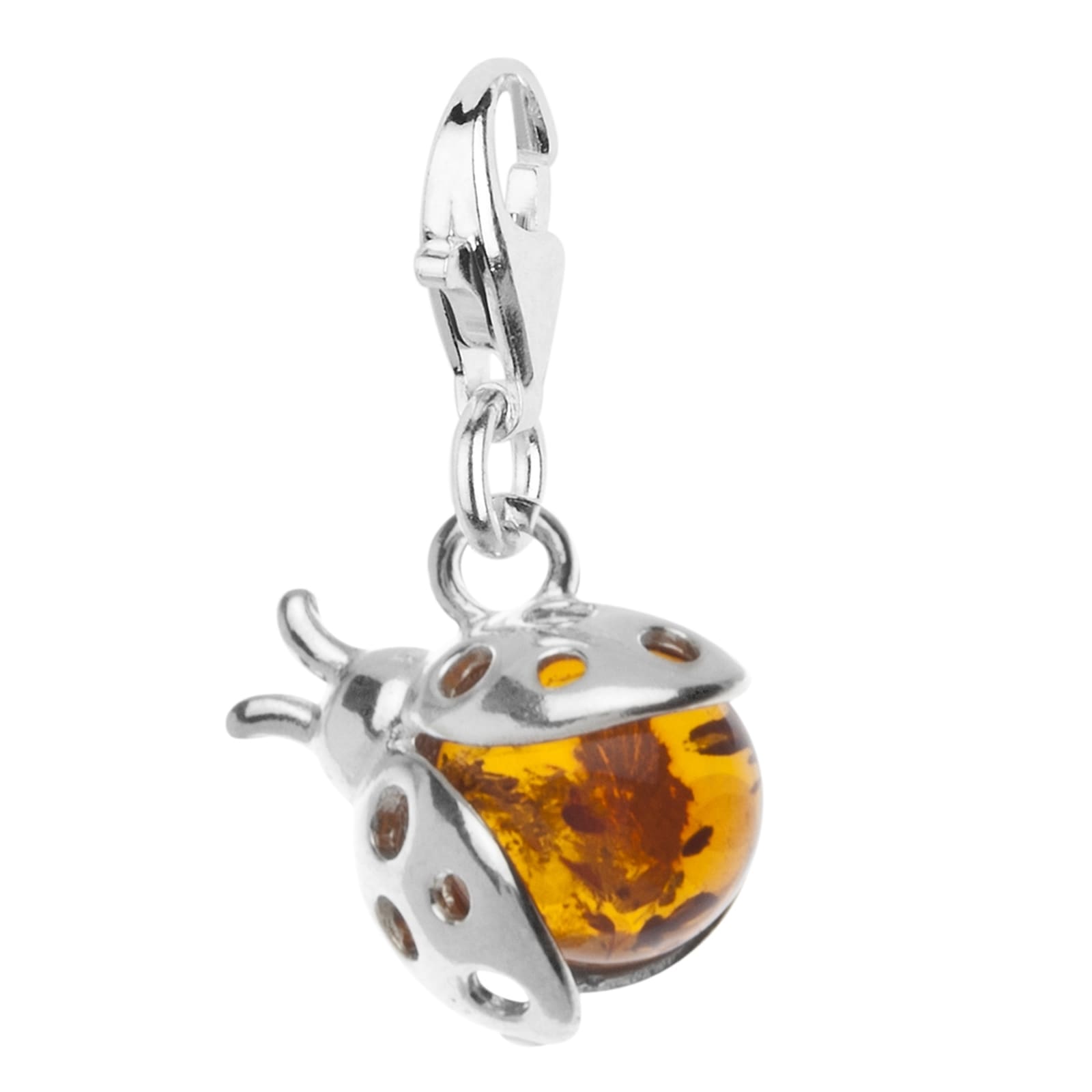 "Kettenanhänger OSTSEE-SCHMUCK ""Ostsee-Schmuck Charm-Einhänger Marienkäfer"", weiß, Schmuckanhänger, Damen, 20 x 7mm, Silber 925 (Sterlingsilber)