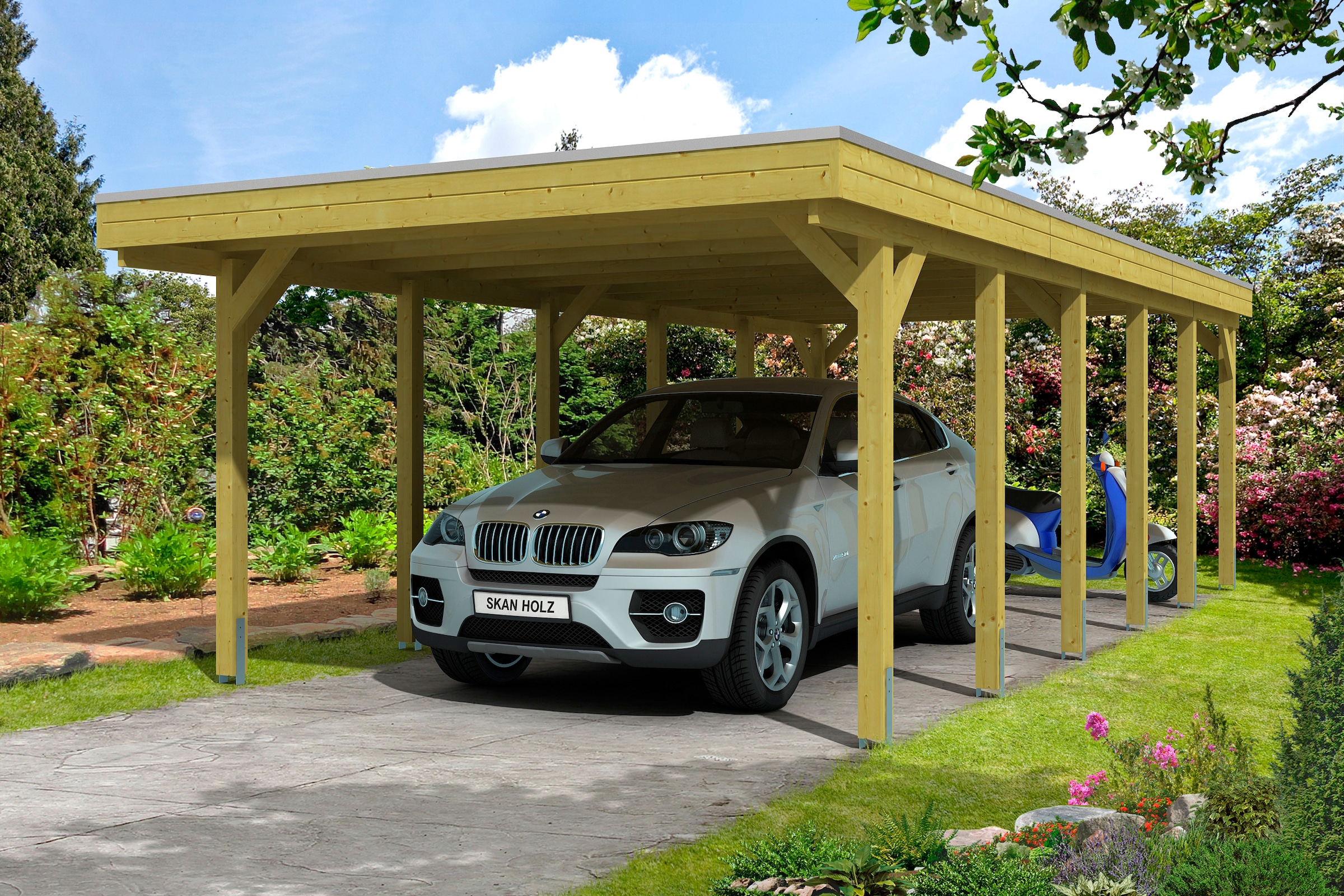 Skanholz Einzelcarport "Friesland" Massivholz 355 cm grün