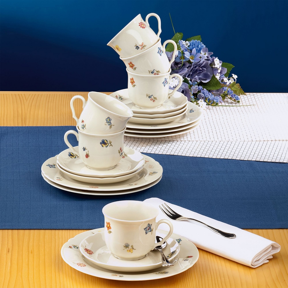 Seltmann Weiden Kaffeeservice »Geschirr-Set, Service Marieluise«, (Set, 18 tlg.), Teller, Tasse, Untertasse Made in Germany, 18 Teile, für 6 Personen