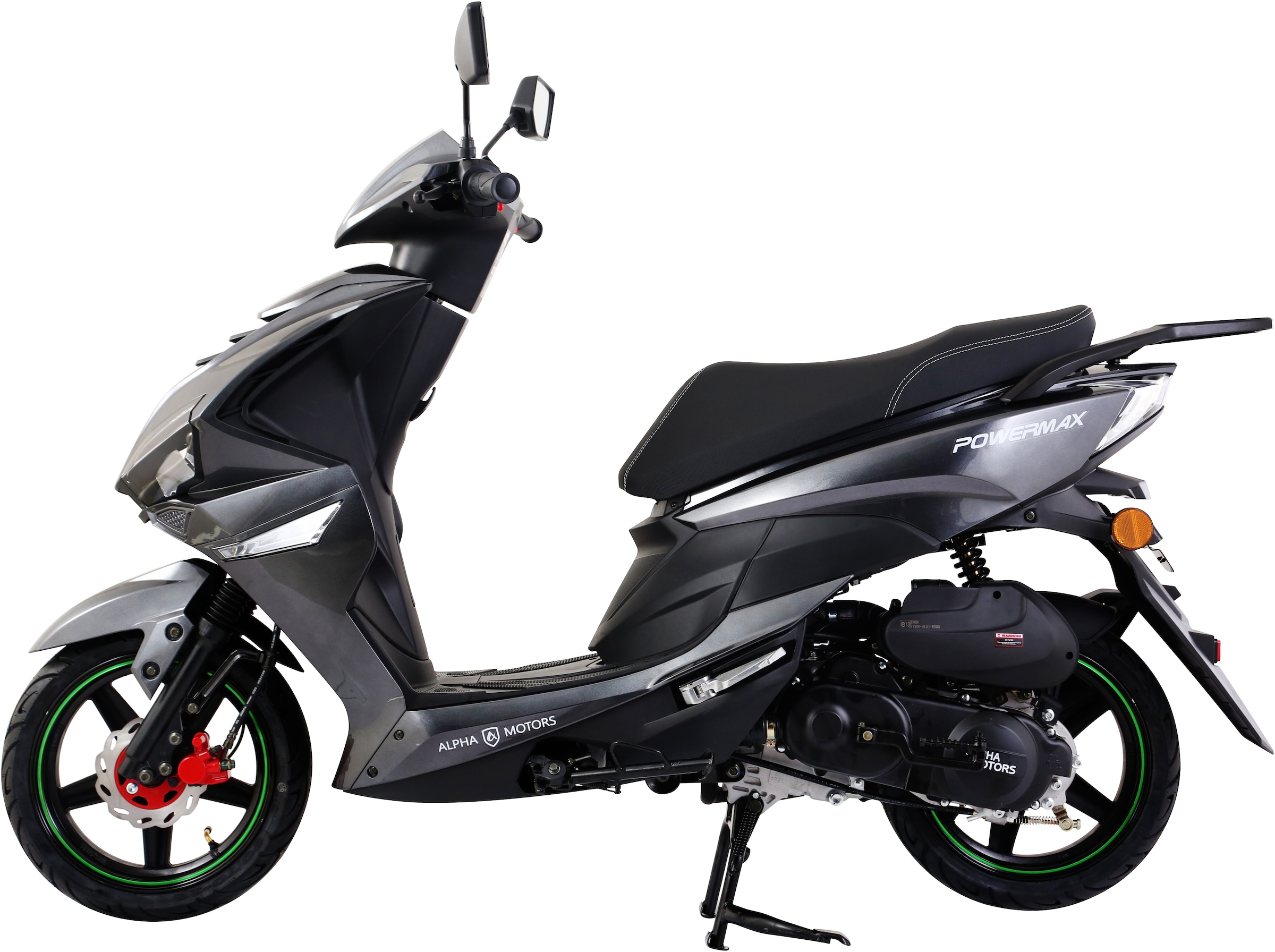 Alpha Motors Mofaroller »Powermax 50 ccm 25 kmh EURO 5 dunkelgrau (mit/ohne Topcase)«, 50 cm³, 25 km/h, Euro 5, 2,6 PS