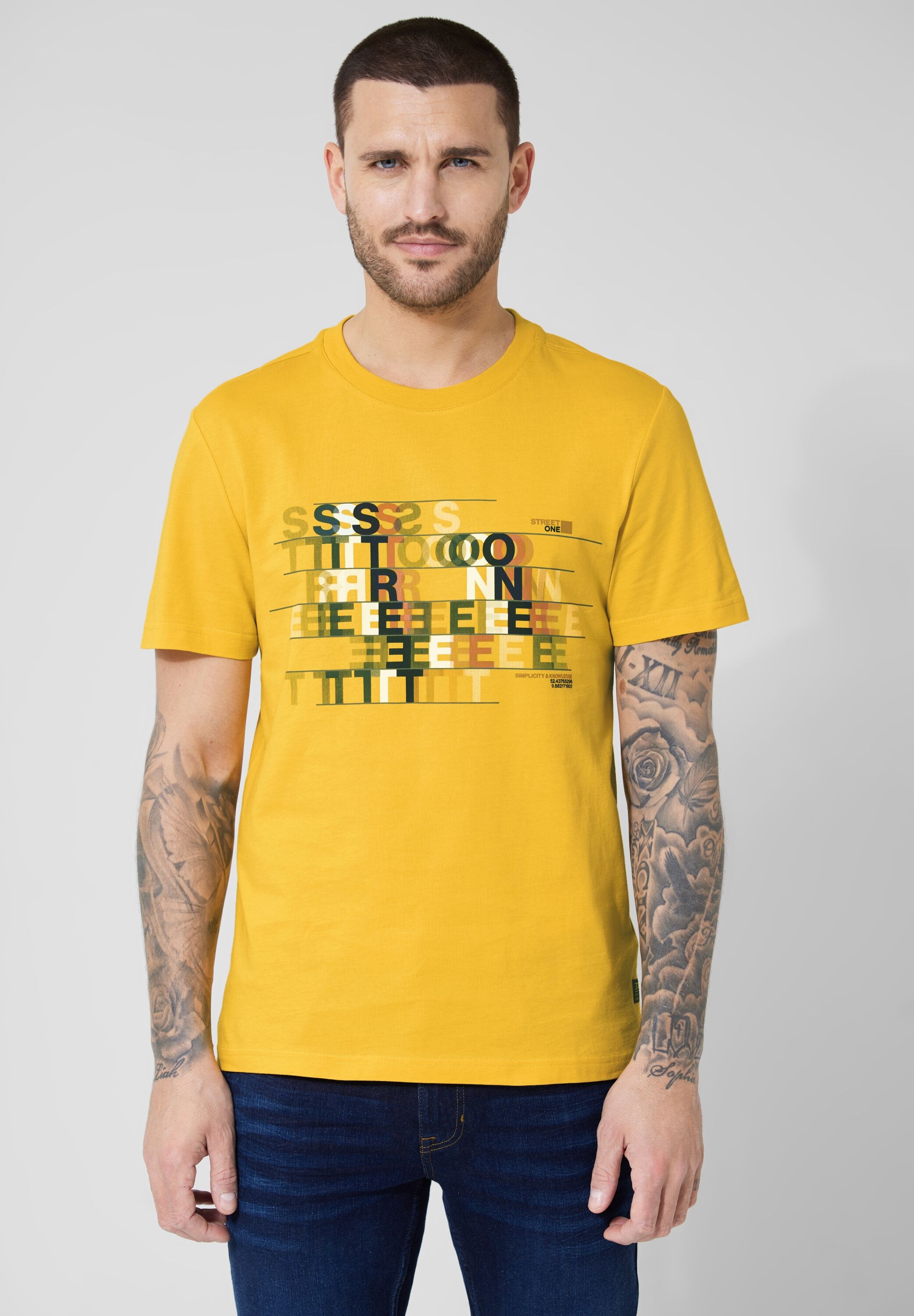 STREET ONE MEN T-Shirt, mit Wording-Print