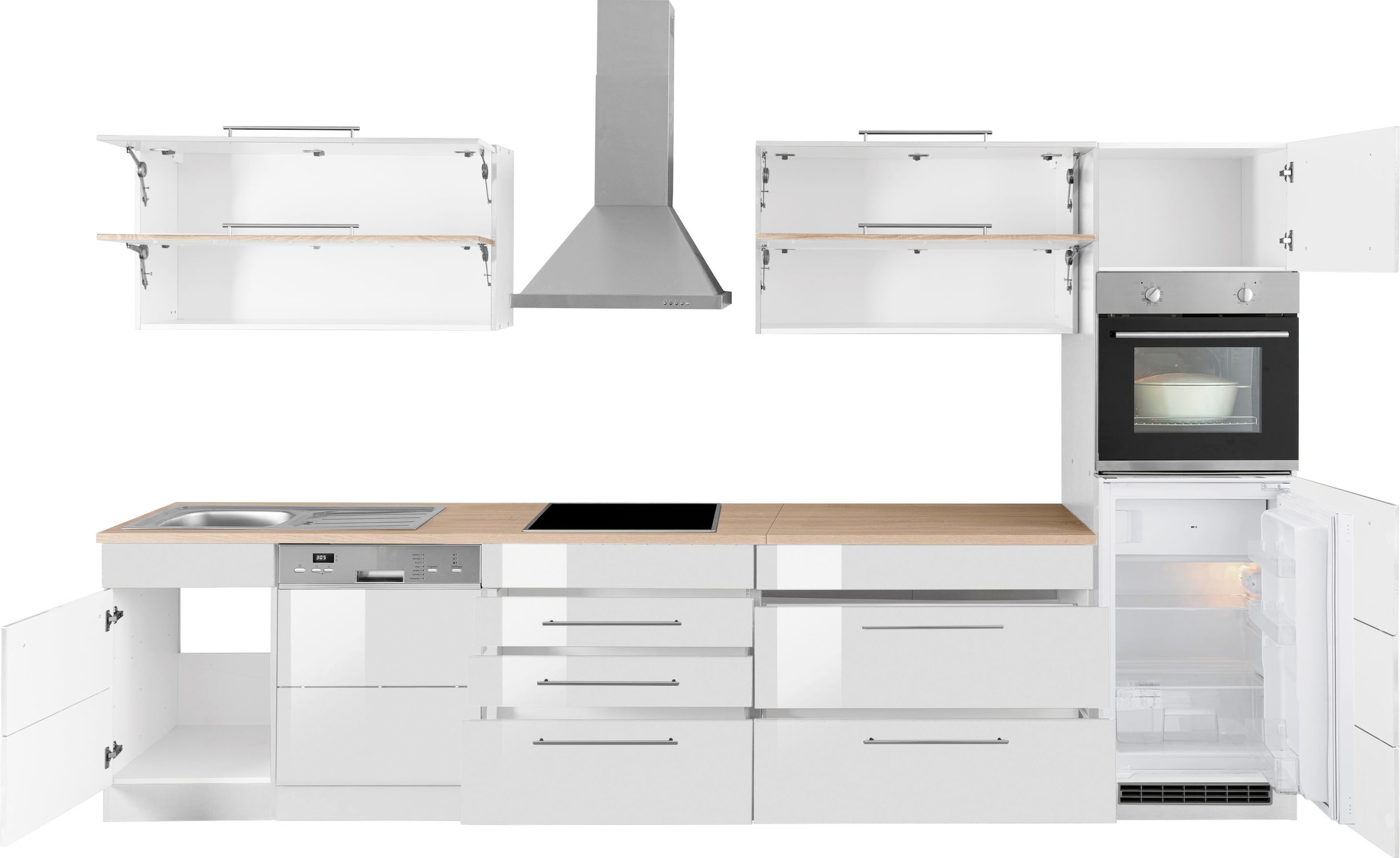 KOCHSTATION Küchenzeile »KS-Wien«, Breite 350 cm, wahlweise mit E-Geräten und Induktion