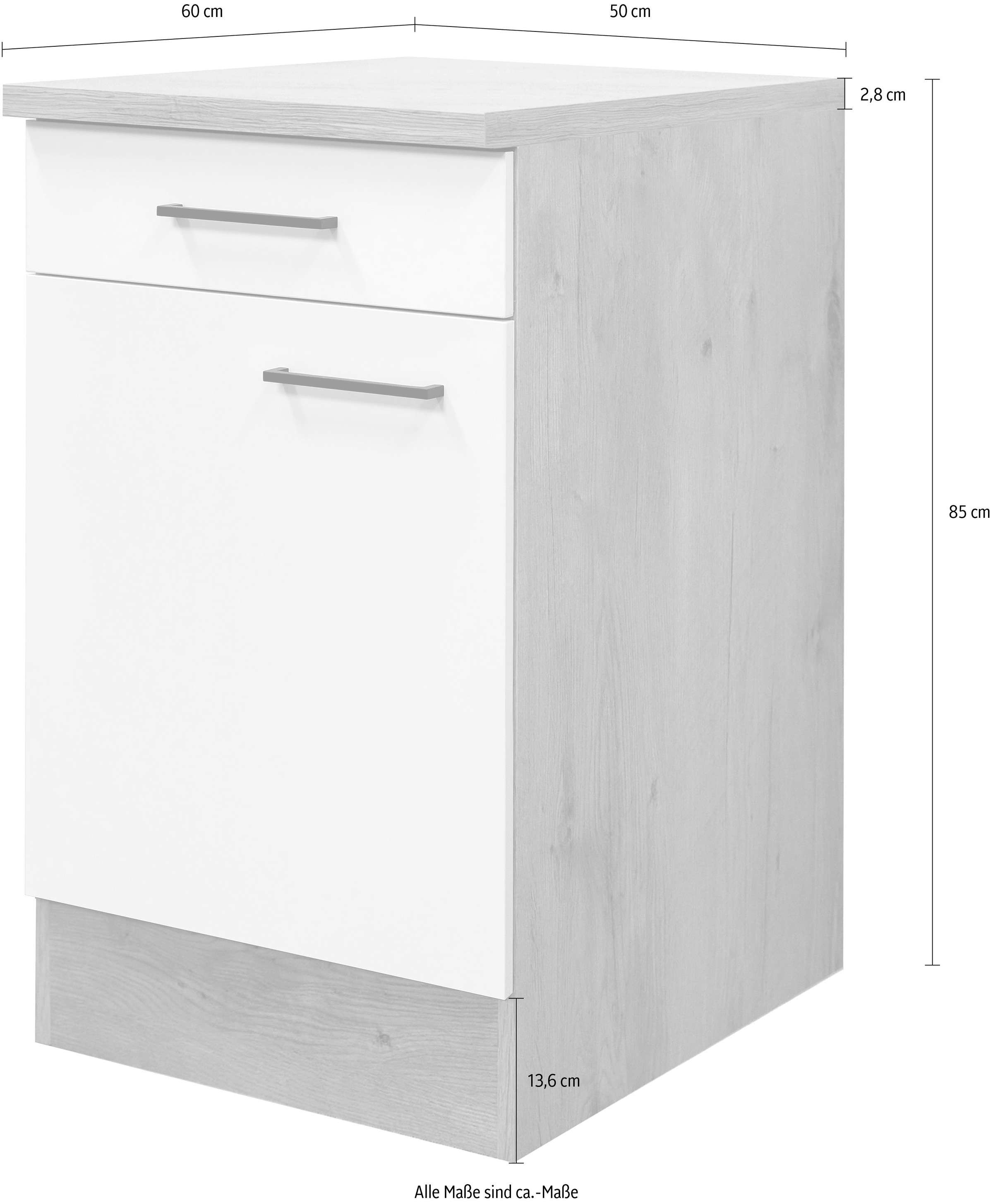 Flex-Well Unterschrank »Vintea«, (B x H x T) 50 x 85 x 60 cm, mit Metallgriffen