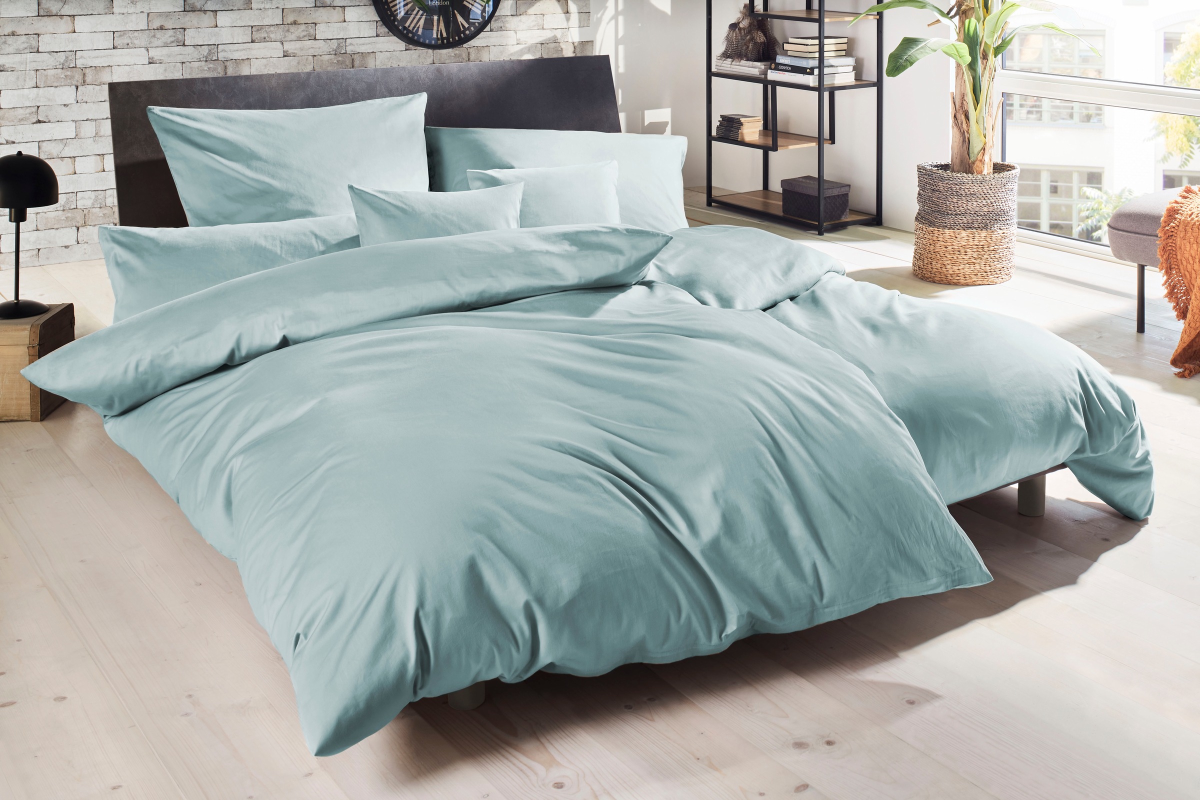 Primera Bettwäsche "Uni Luxus-Satin in Gr. 135x200, 155x220 oder 200x200 cm" 3 Stk. Bettwäsche aus Baumwolle, unifarbene Bettwäsche mit Reißverschluss