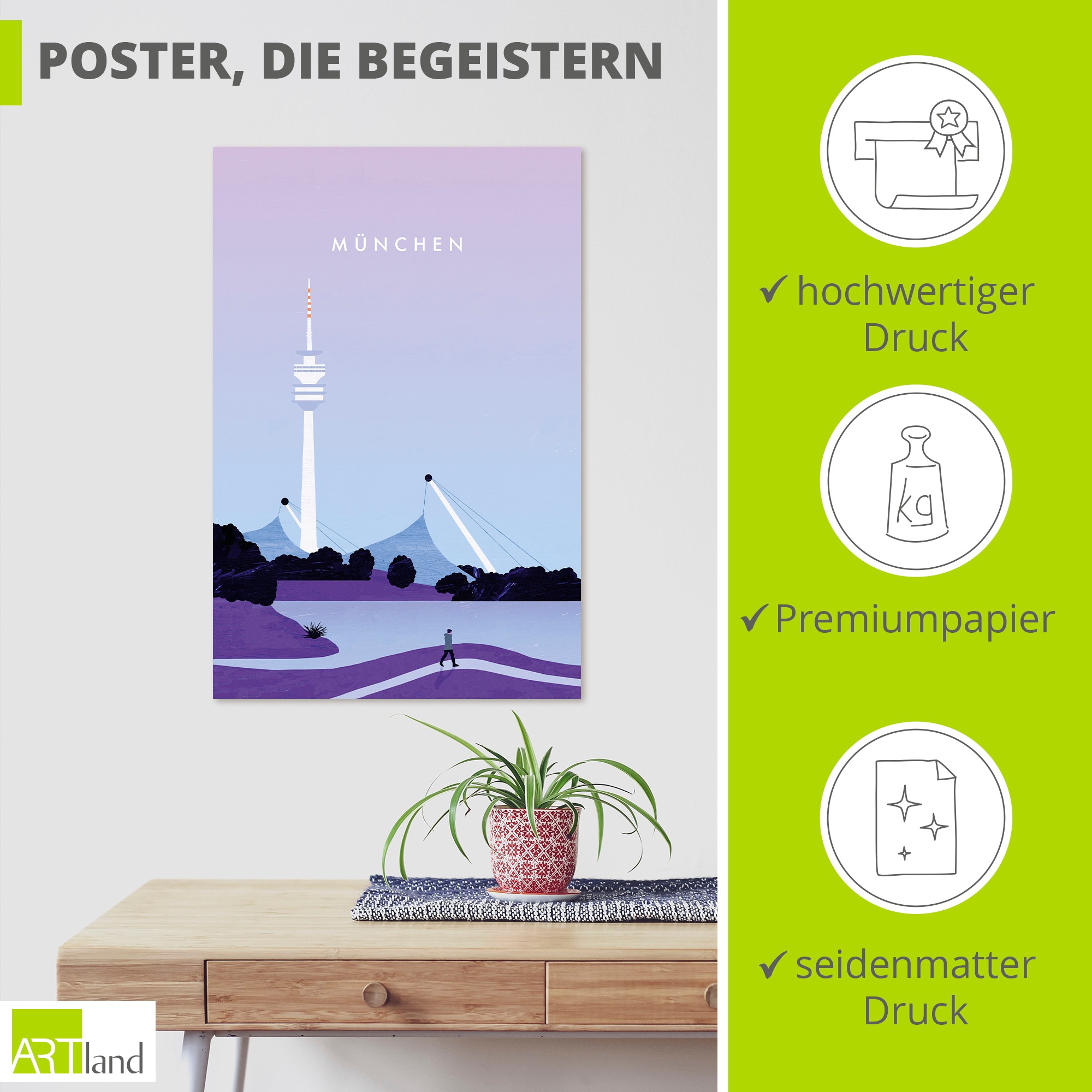 Artland Wandbild »München« 1 Stk. tlg. als Alubild, Leinwandbild, Poster, Wandaufkleber in verschied. Größen