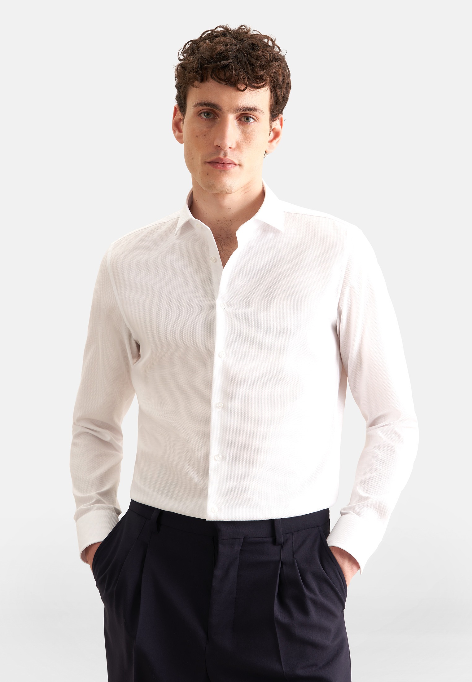 Seidensticker Schwarze Rose Men Business Shirt White Size S 4