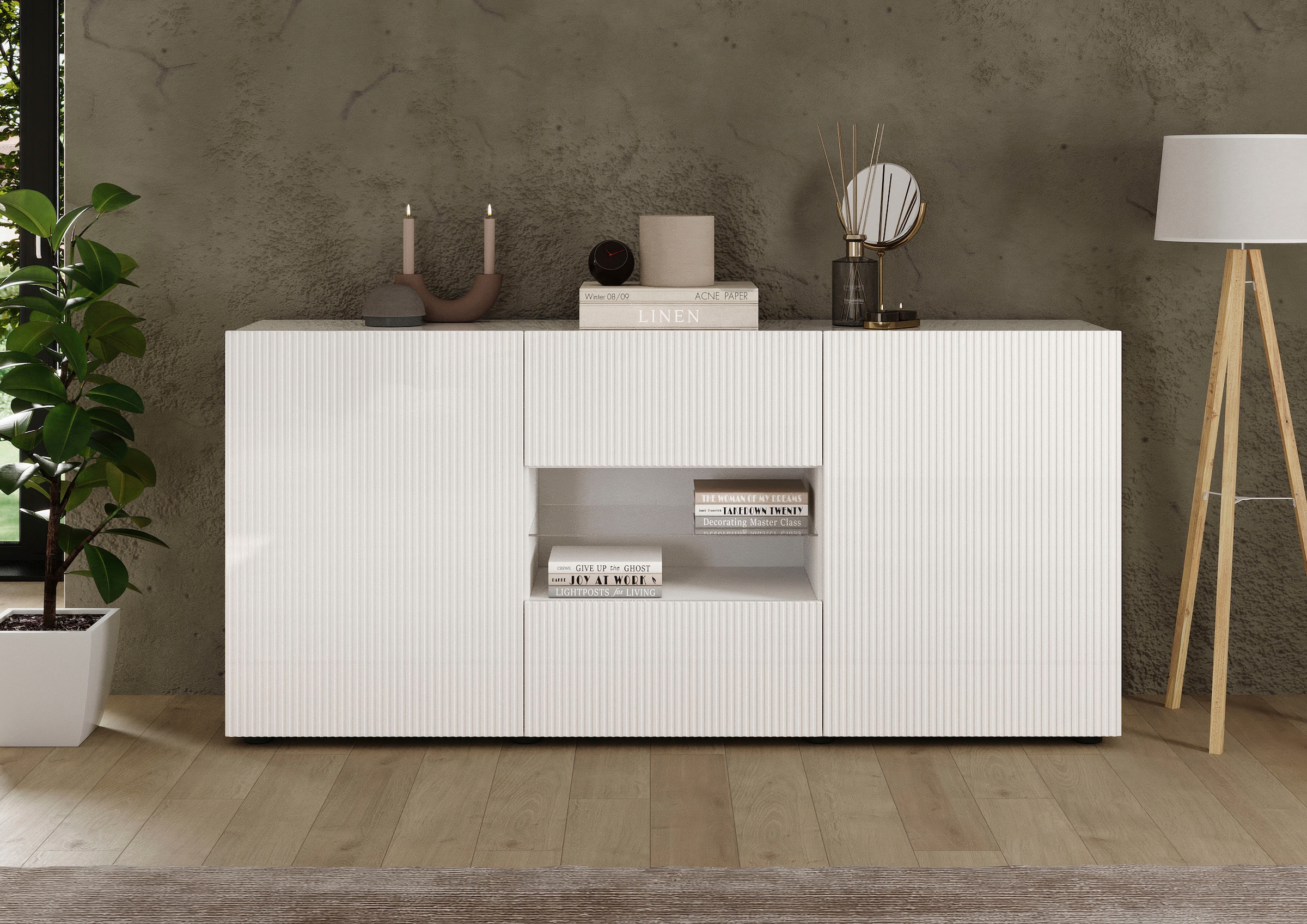 Home affaire Sideboard "Rio Breite 181 cm, Kommode mit 2 Türen u. 2 Schubkä günstig online kaufen