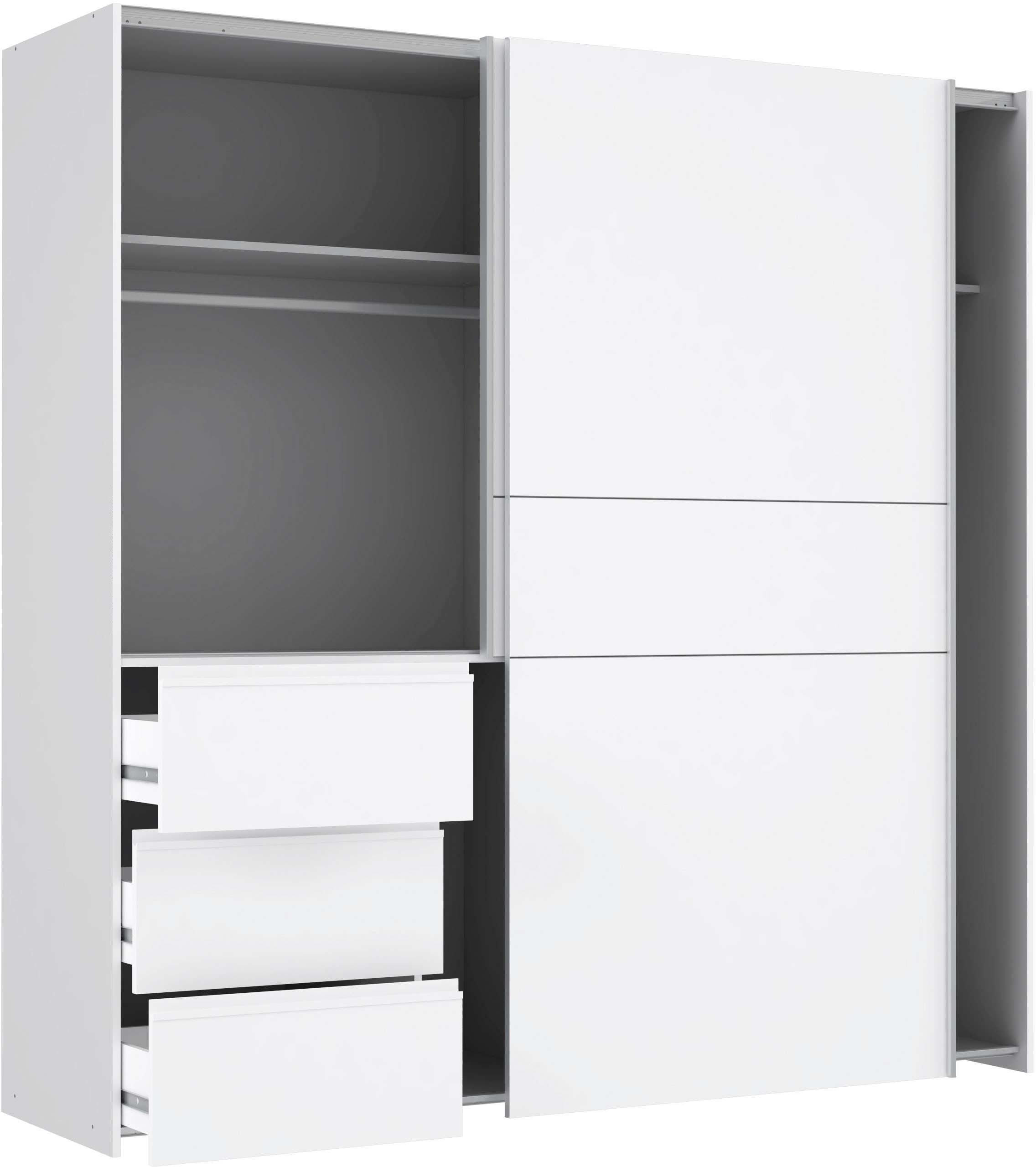 Thumbnail - FORTE Schwebetürenschrank "Winn, Schiebetürenschrank mit 3 Schubladen, Made in Europe" In 2 Größen erhältlich - B/H/T ca...