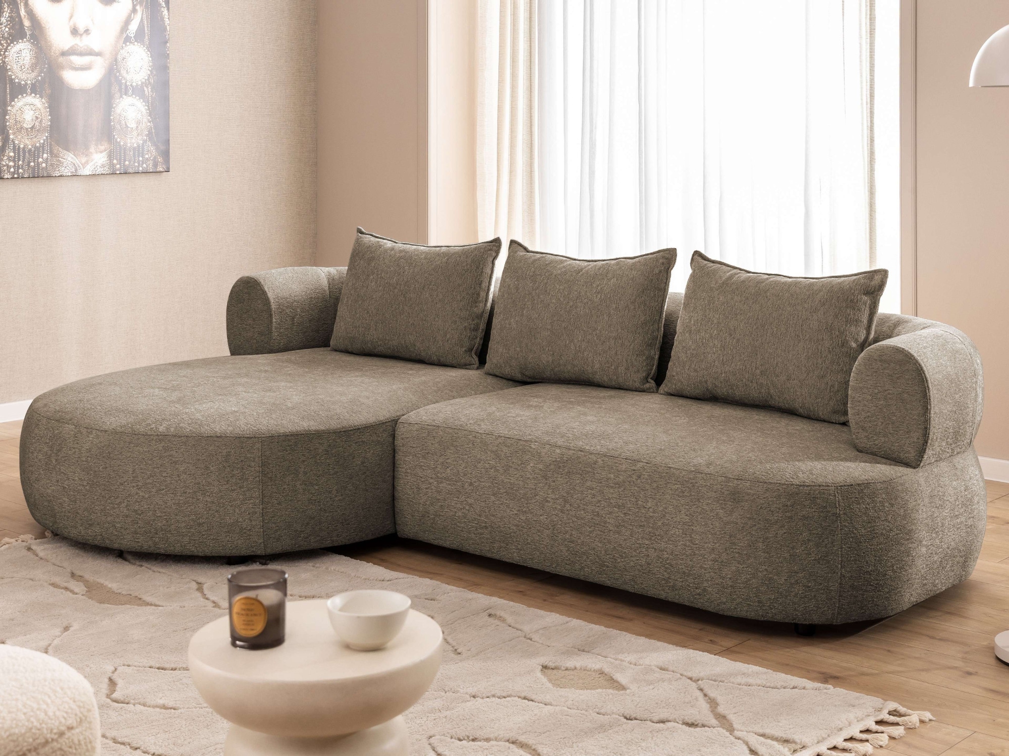 Home affaire Ecksofa "LUSSAC L-Form Design-Sofa mit Zierkissen, Maße B/T/H: günstig online kaufen