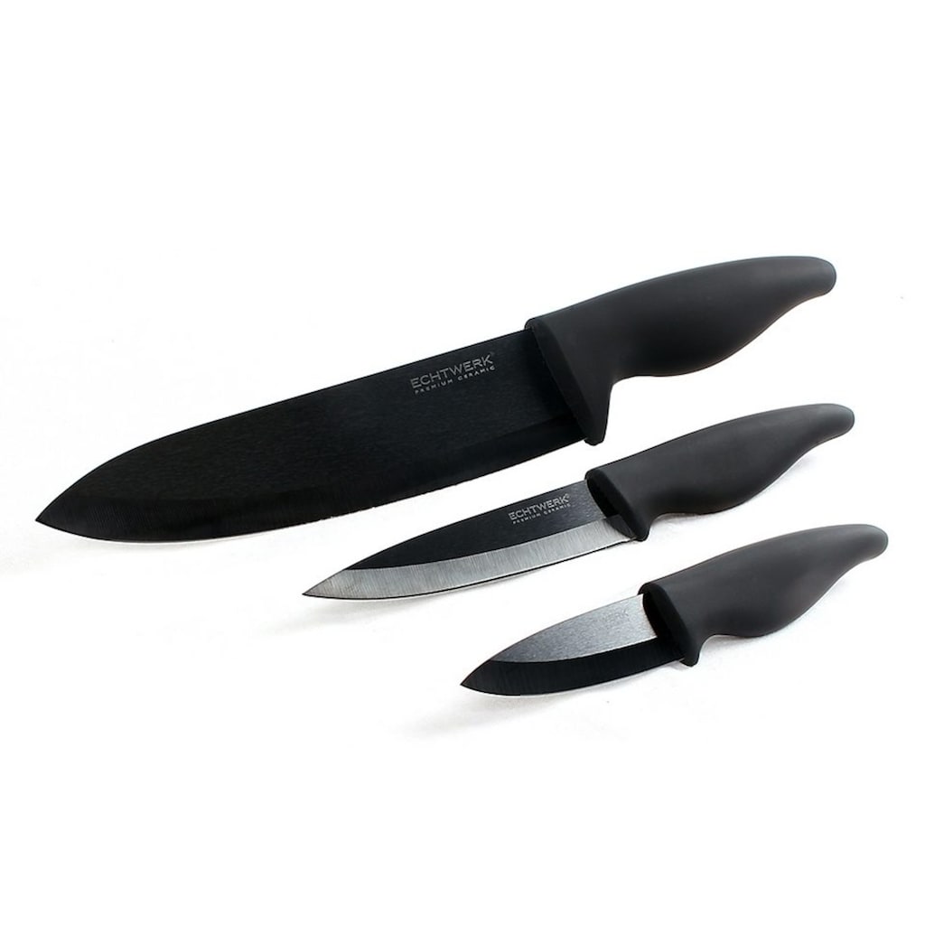 ECHTWERK Messer-Set »Black Edition«, (Set, 3 tlg.), Keramikmesser Set Pro, Klingen aus Zirkonia-Keramik, inkl. Geschenkbox