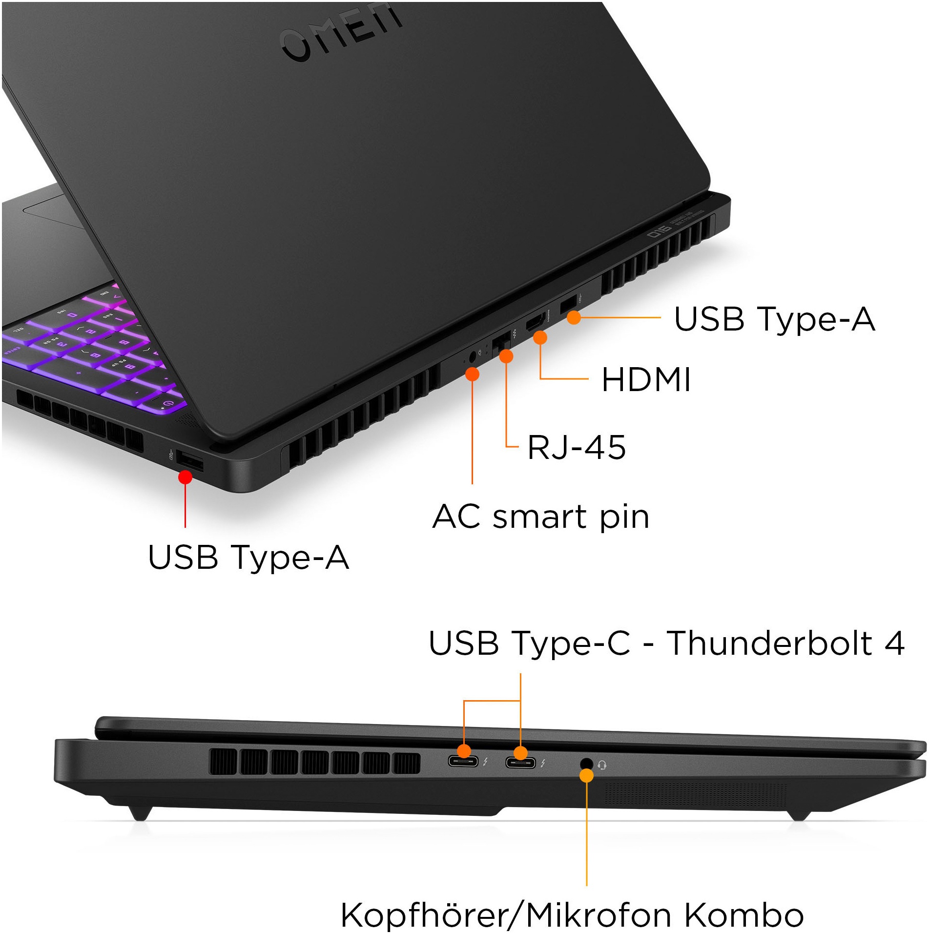 HP Gaming-Notebook »Omen Max 16-ah0095ng«, 40,6 cm, / 16 Zoll, Intel, Core Ultra 9, GeForce® RTX 5080, 2000 GB SSD