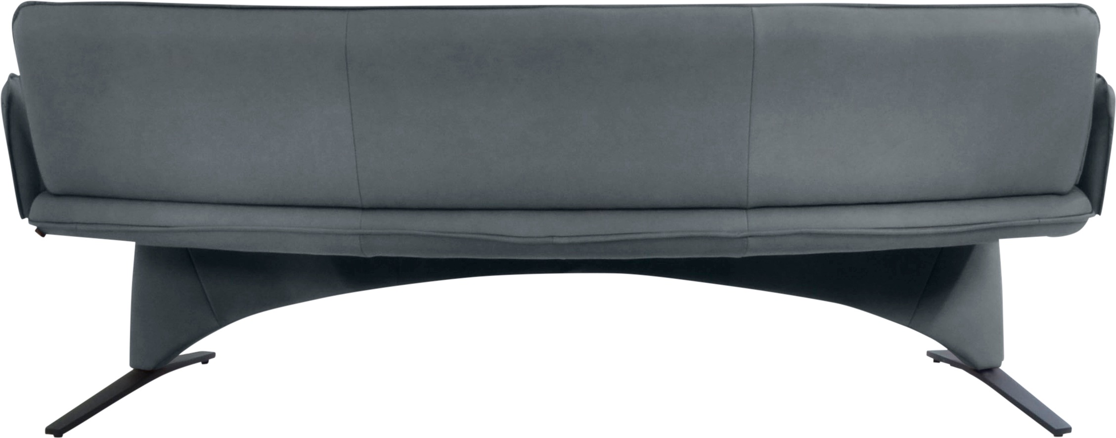 Polsterbank K+W KOMFORT & WOHNEN, blau (aqua), B:216cm H:87cm T:66cm, Sitzbänke, Polsterbank, Leicht abgerundete Segmentbank im hochwertigen Leder, mit Armlehnen 2