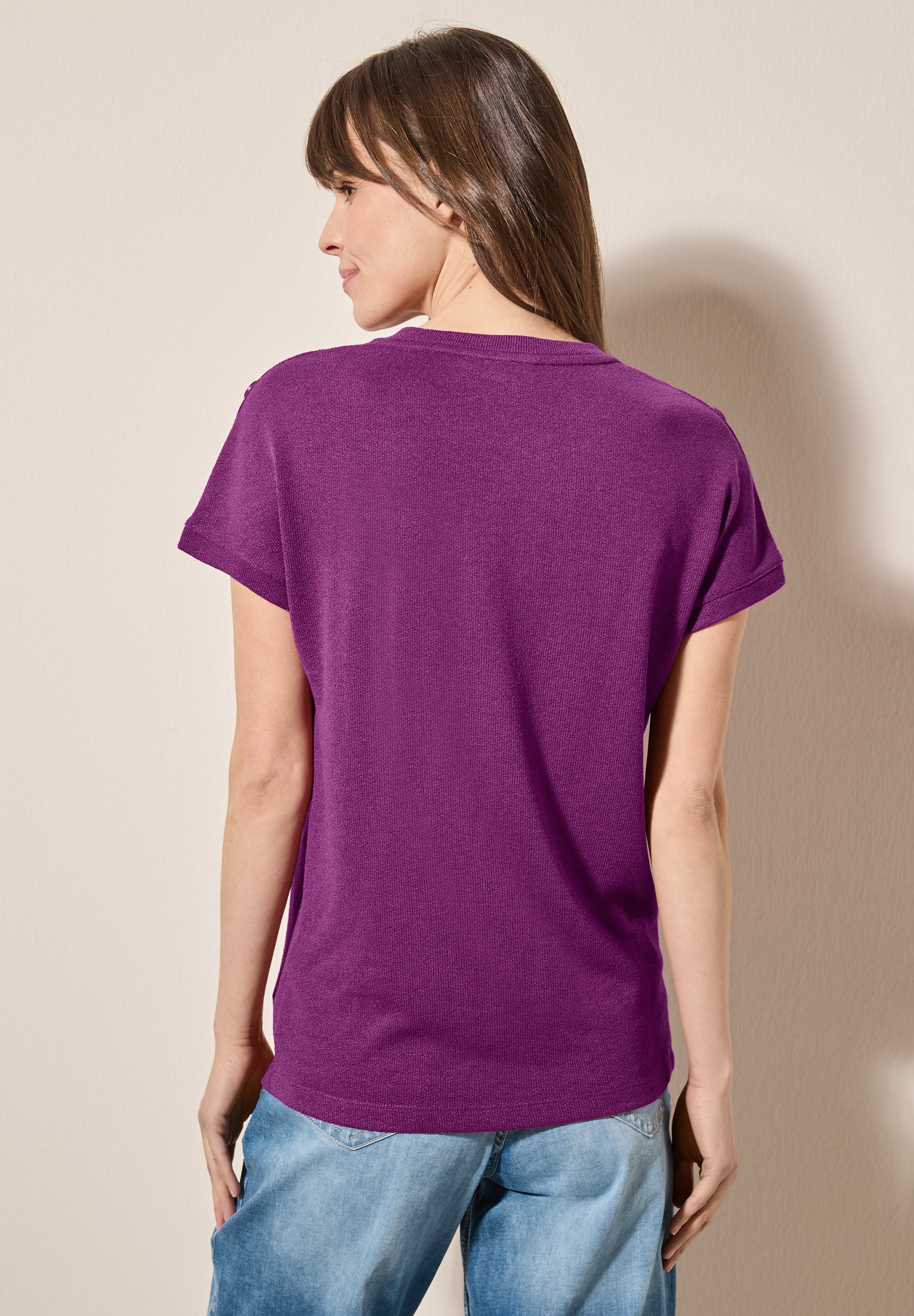 Cecil T-Shirt, in Struktur-Optik und mit Knopf-Details günstig online kaufen