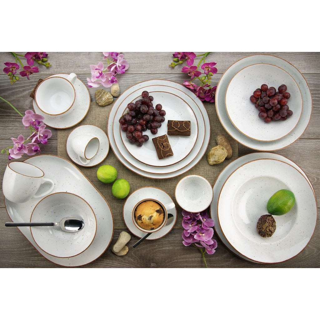 CreaTable Kombiservice »Geschirr-Set VINTAGE NATURE«, (Set, 16 tlg., Kaffeeservice und Tafelservice im Set, für 4 Personen)