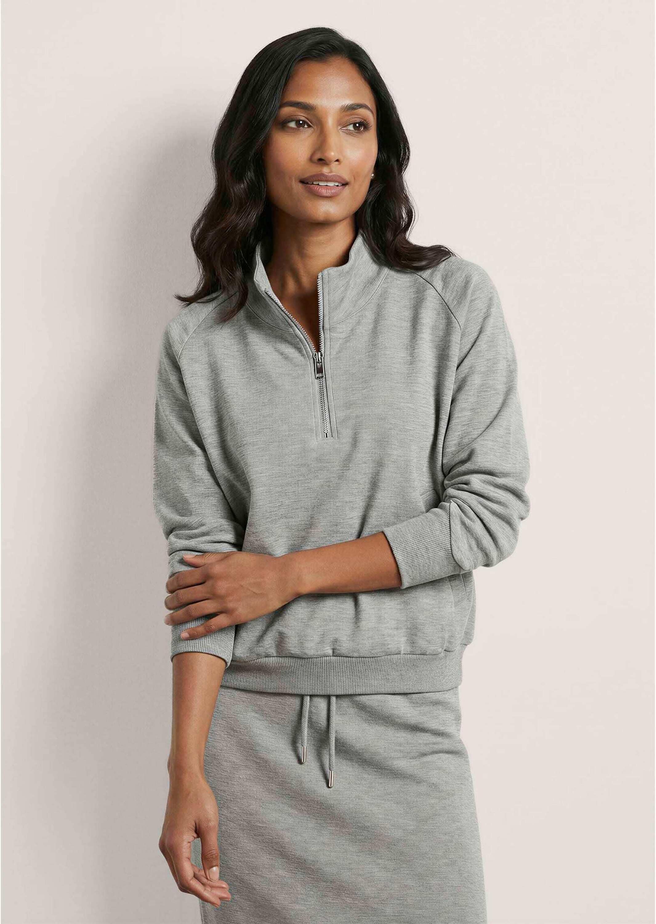 MADELEINE Langarmshirt »Shirt Sweatshirt mit Stehkragen & Zipper«