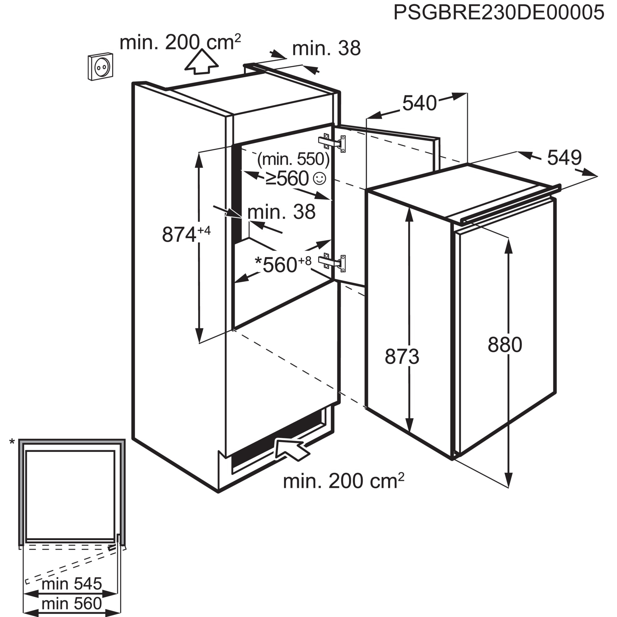 AEG Einbaukühlschrank 5000 »TSK50882DS«, EcoLine - Unsere energieeffizientesten Geräte
