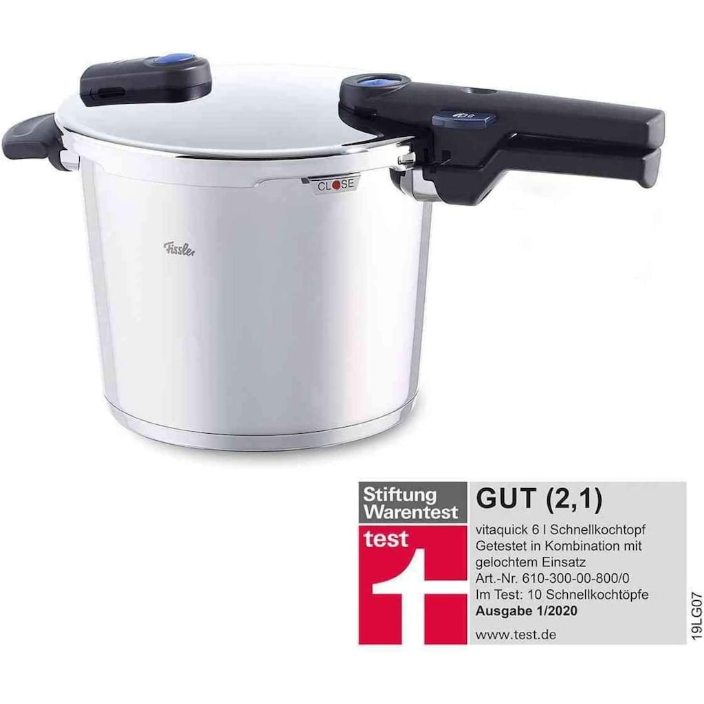 Fissler Schnellkochtopf »Vitavit® premium Schnellkochtopf 6l inkl. GRATIS finecut®«, Edelstahl 18/10, (2 tlg.)