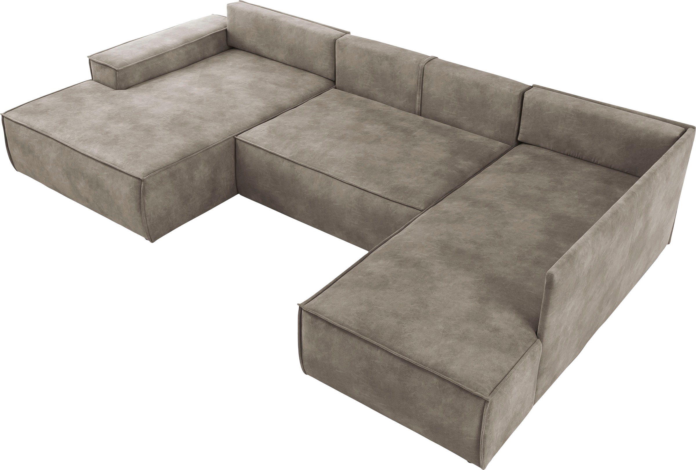 Home affaire Wohnlandschaft »SHERWOOD 329 cm, U-Form, Schlafsofa,«, Schlaffunktion m. Bettkasten (194x139 cm), Cord, Vintage, Samtvelours