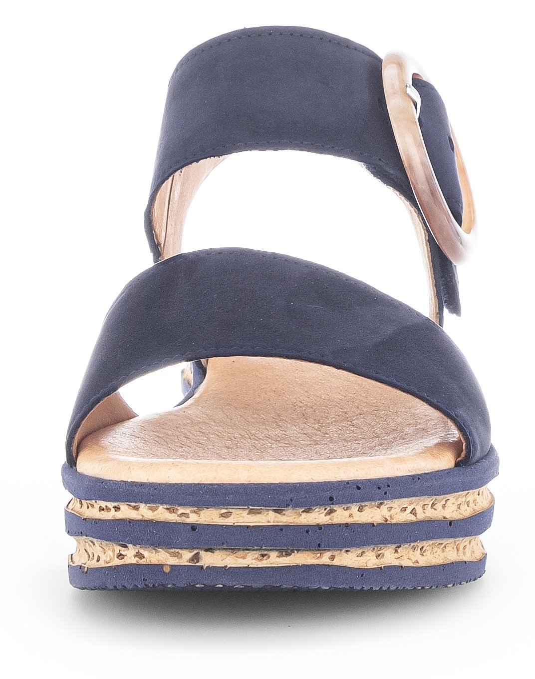Keilsandalette GABOR, Damen, Gr. 44, blau (dunkelblau), Nubukleder, Schuhe, Sommerschuh, Sandale, Keilabsatz, mit großer Zierschnalle 3