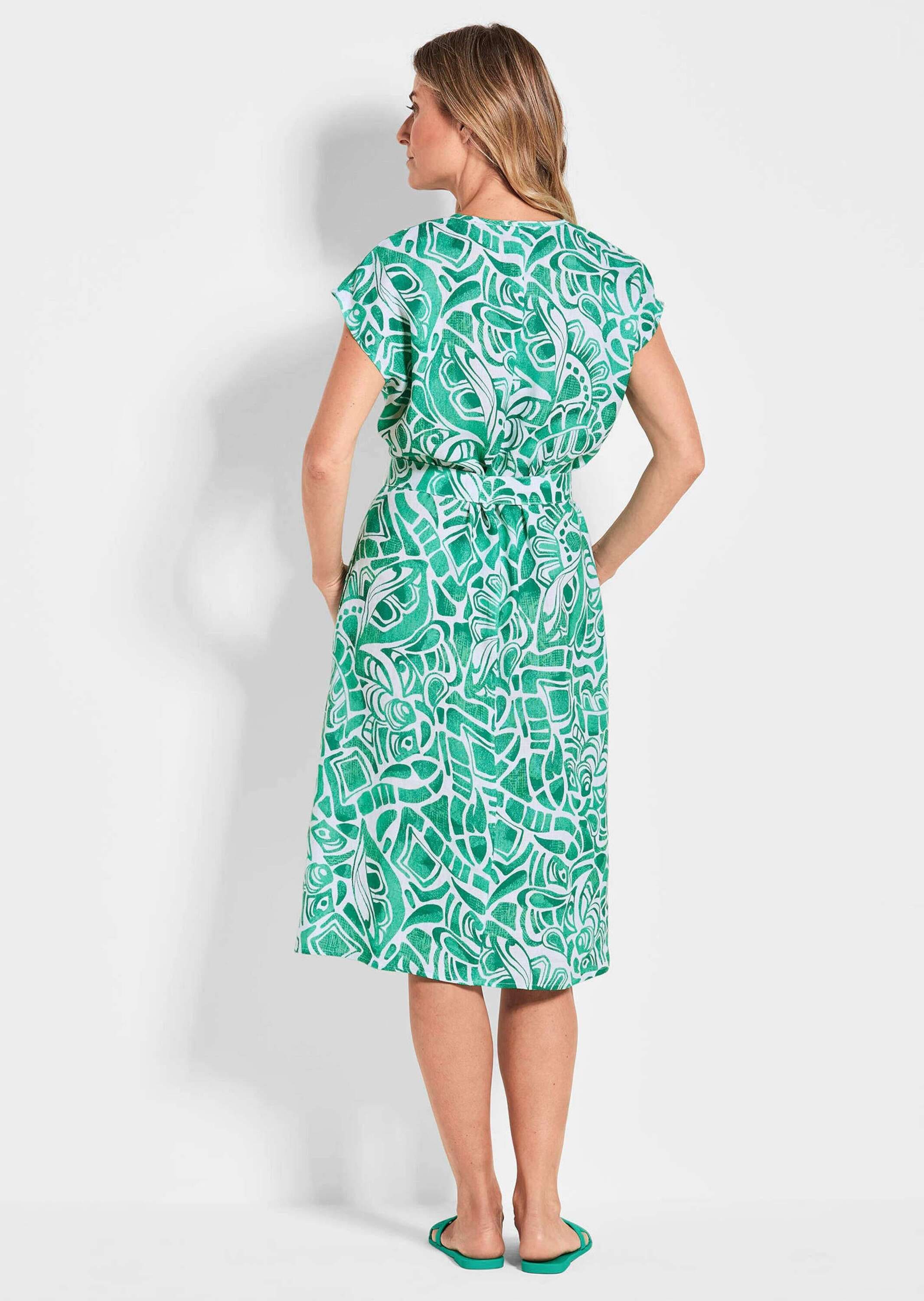 GOLDNER Sommerkleid »Leinenkleid Ethno, Halbarm«